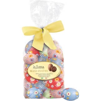 Huevos de Pascua de chocolate con leche rellenos con crema de cacao y cereales bolsa 400 g - La Suissa