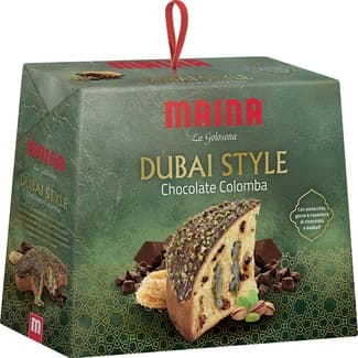 Colomba La Golosona estilo Dubai con pistacho, chocolate y kadayif estuche 750 g - Maina