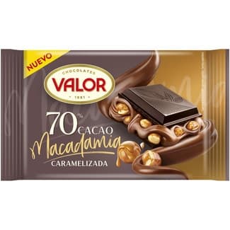 Chocolate negro 70% cacao relleno de nueces de macadamia caramelizadas tableta 150 g - Valor
