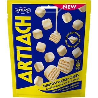 Cubitos de galleta de barquillos recubiertos con chocolate blanco bolsa 110 g - Artiach
