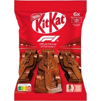 Galleta recubiertas de chocolate con leche Fórmula 1 6 Racing Cars envase 66 g - Nestle Kitkat