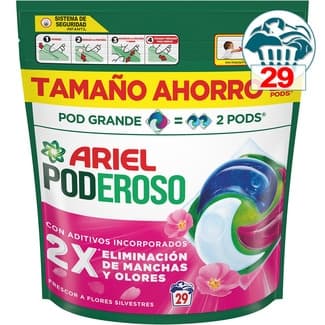 Detergente cápsulas Poderoso Frescor a Flores Silvestres Pod grande bolsa 29 dosis - Ariel