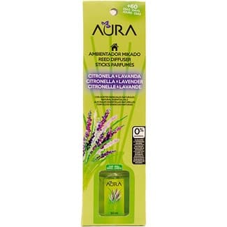 Ambientador mikado aroma Citronela & Lavanda con aceites esenciales naturales envase 50 ml - Aura