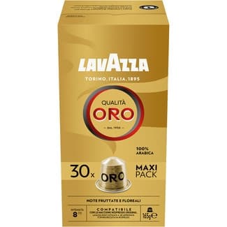 Café natural Qualitá Oro 100% Arábica intensidad 8 estuche 30 cápsulas compatibles con máquinas Nespresso - Lavazza