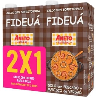 Caldo para fideuá de pescado y marisco con sofrito 100% natural pack 2 briks 1 l - Aneto
