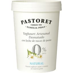 Yogur natural desnatado 0% m.g con leche de vacas de pasto envase 500 g - Pastoret