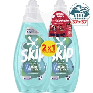 Detergente máquina líquido para ciclos cortos eficacia express elimina los malos olores 2 botellas 37 dosis - Skip