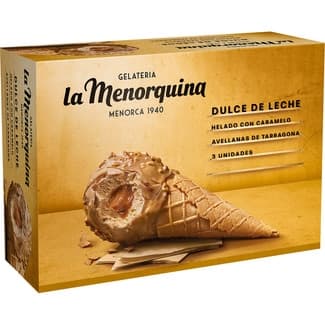 Helado de dulce de leche con caramelo y avellanas de Tarragona 3 unidades estuche 390 ml - Menorquina