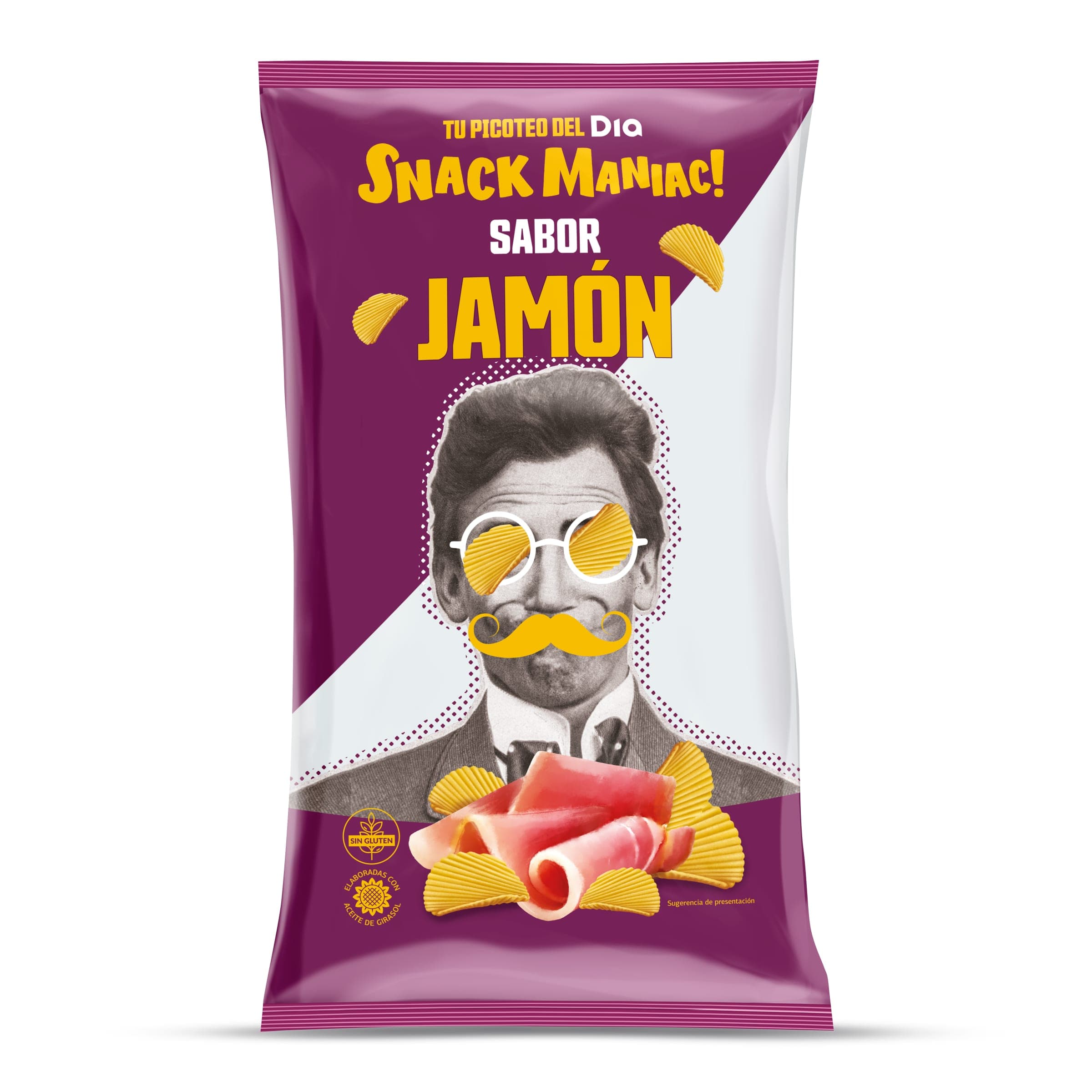 Patatas fritas onduladas sabor jamón Dia Snack Maniac 170 g
