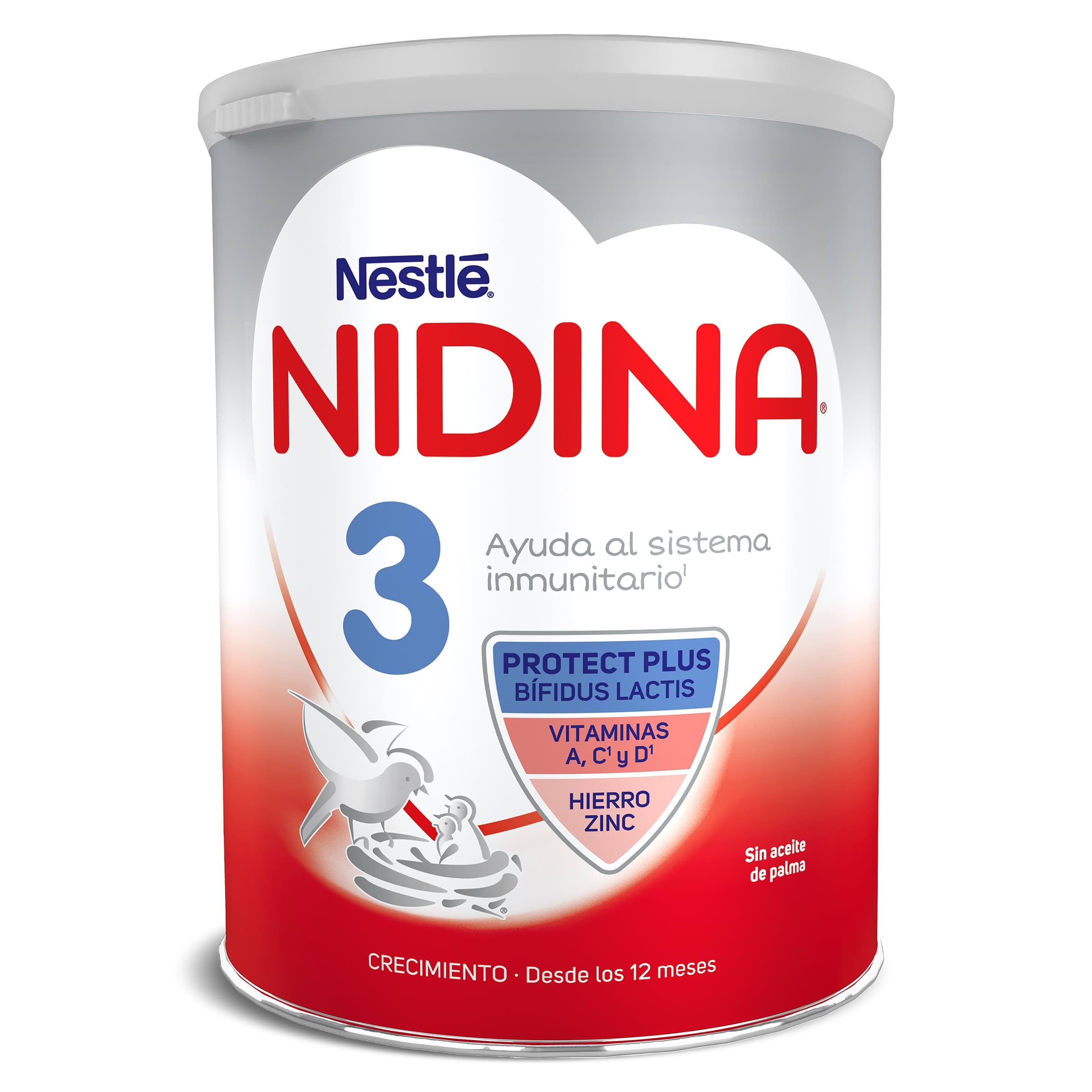 Leche infantil en polvo crecimiento +12 meses Nidina 800 g