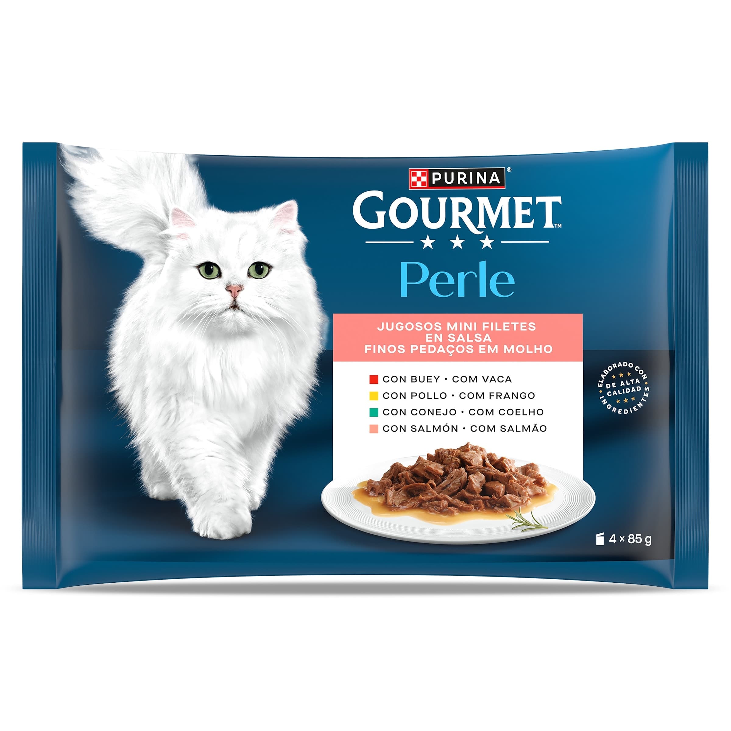 Finas láminas surtidas en salsa para gatos Gourmet bolsa 4 x 85 g