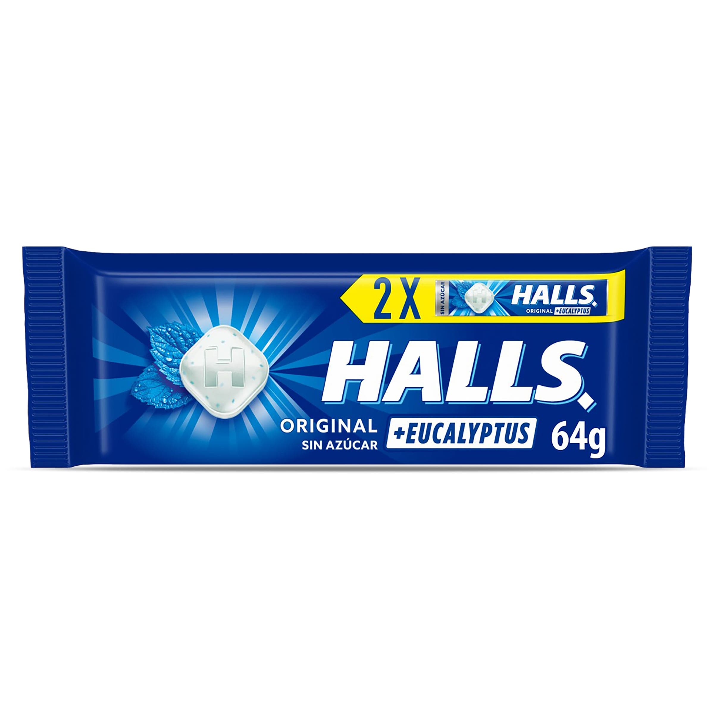 Caramelos sabor eucalipto Halls bolsa 2 x 32 g