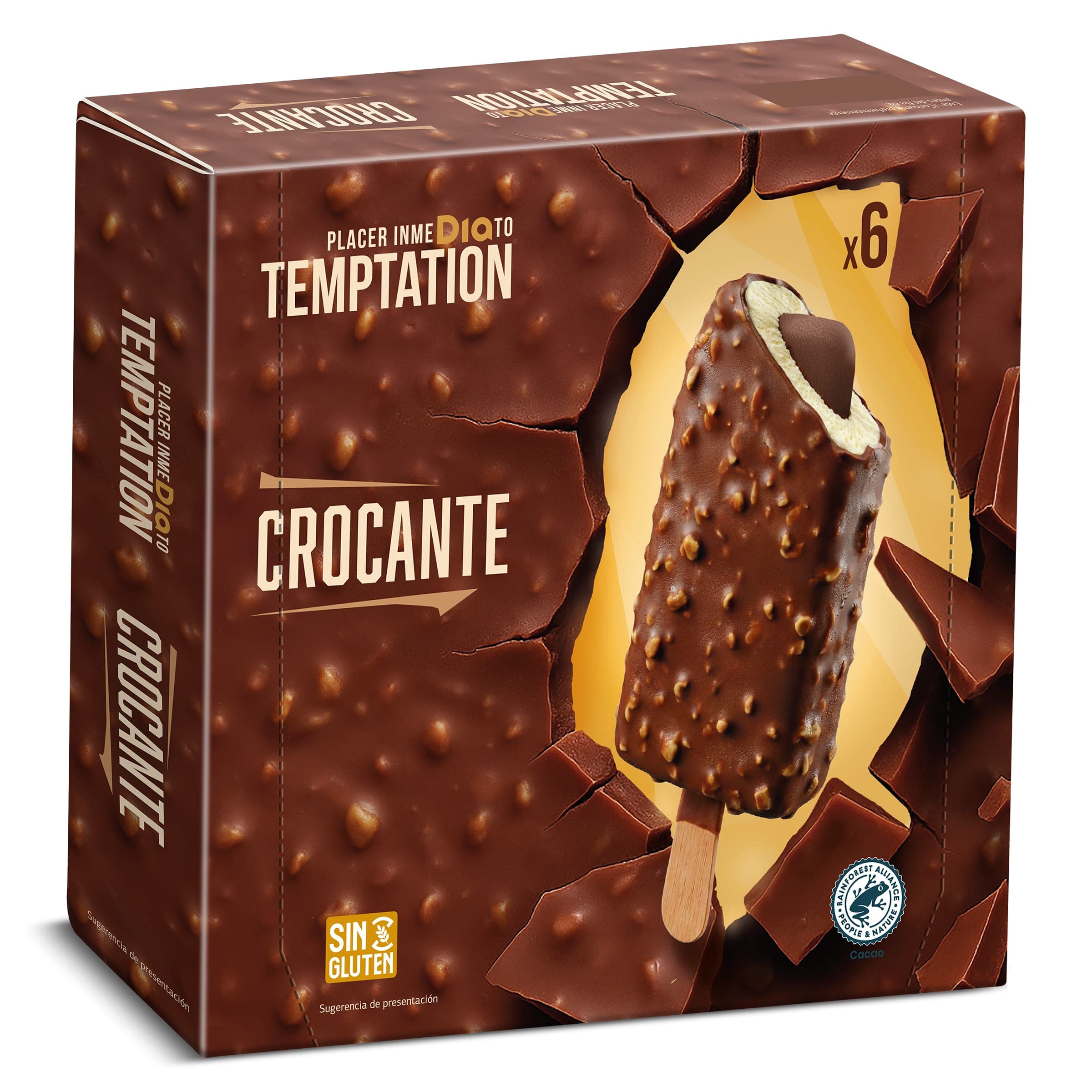 Helado bombón crocante Dia Temptation 6 x 63 g