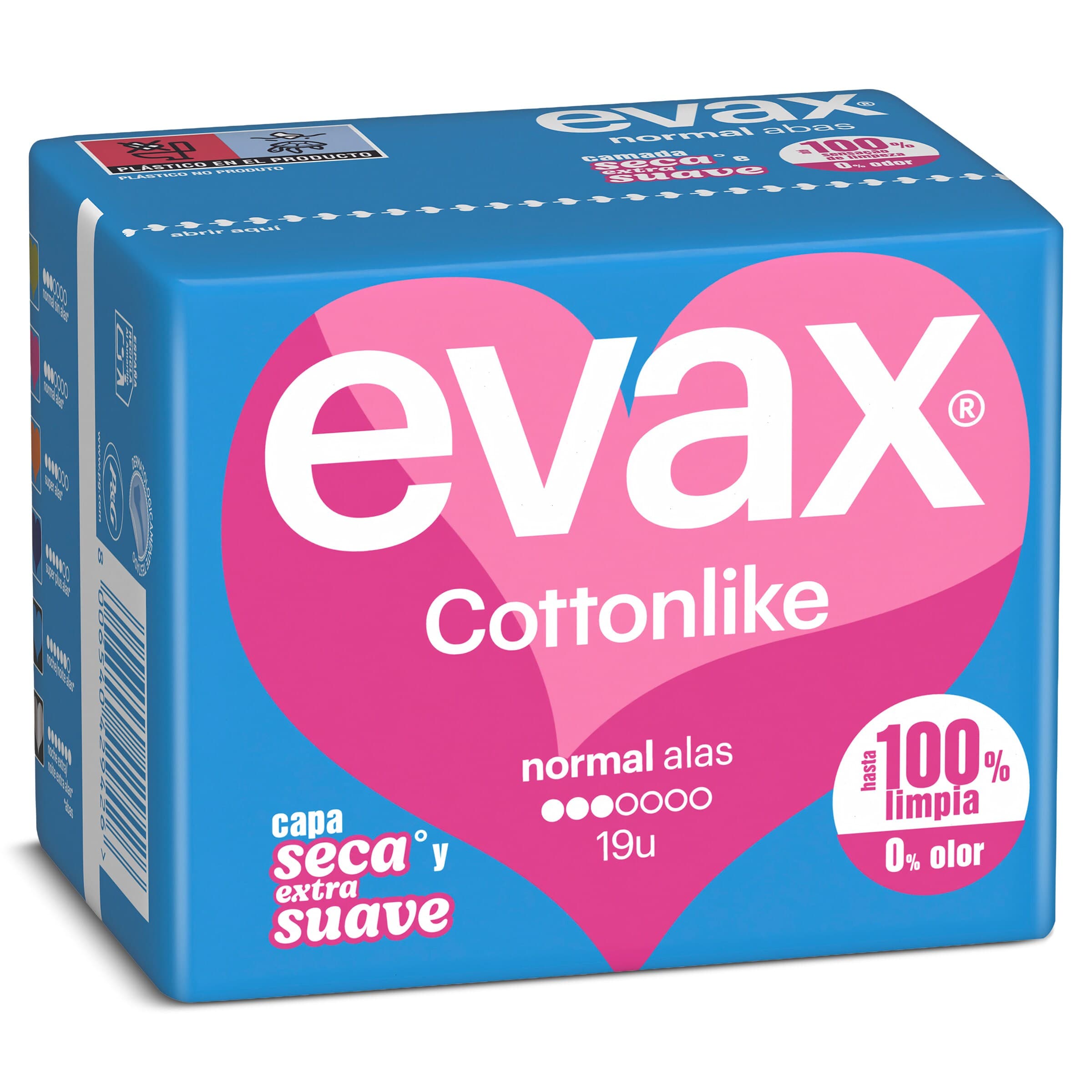 Compresas normal con alas Evax bolsa 19 unidades