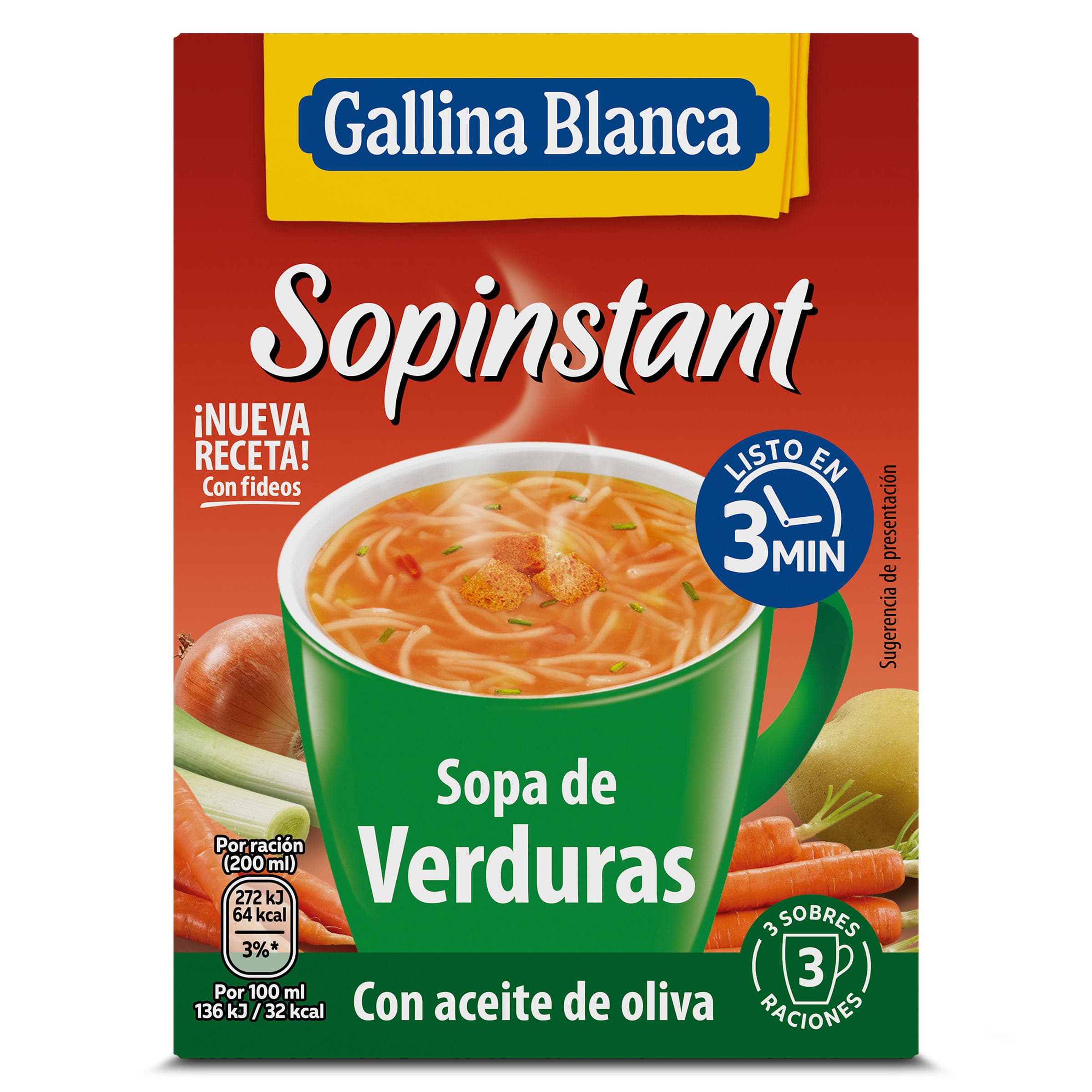 Sopa de verduras con picatostes Gallina Blanca Sopinstant 51 g