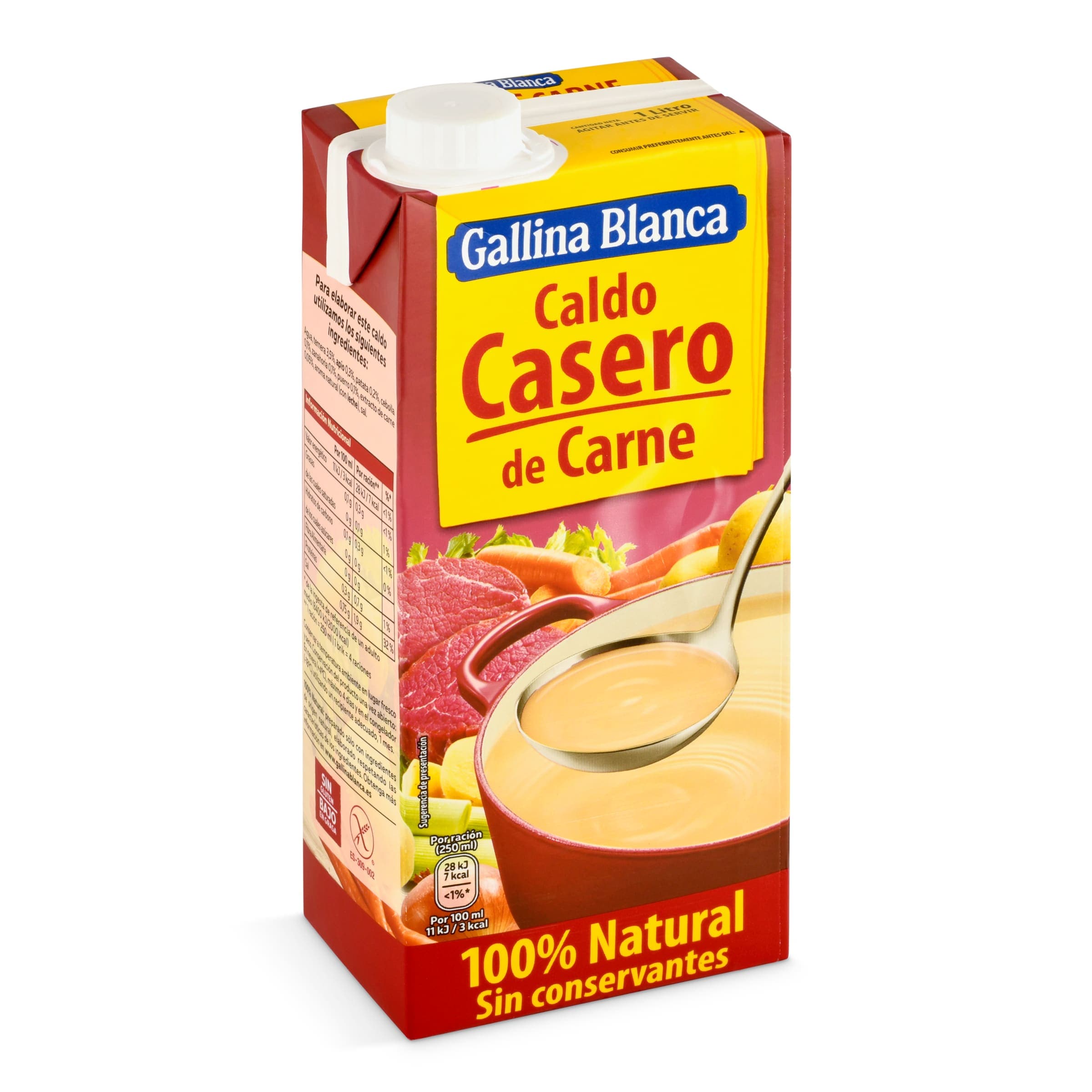 Caldo casero de carne 100% natural Gallina Blanca brik 1 L