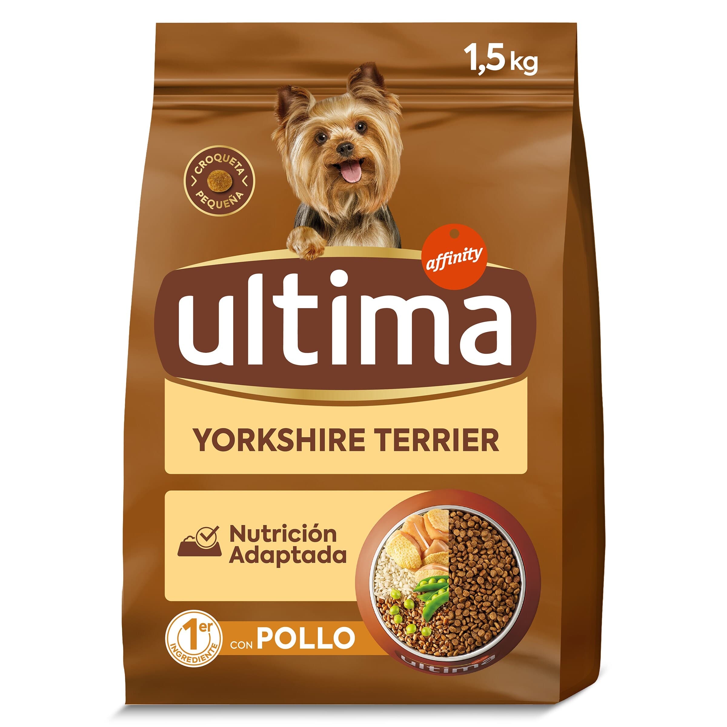 Alimento para perros yorkshire terrier con pollo y arroz Ultima bolsa 1.5 Kg
