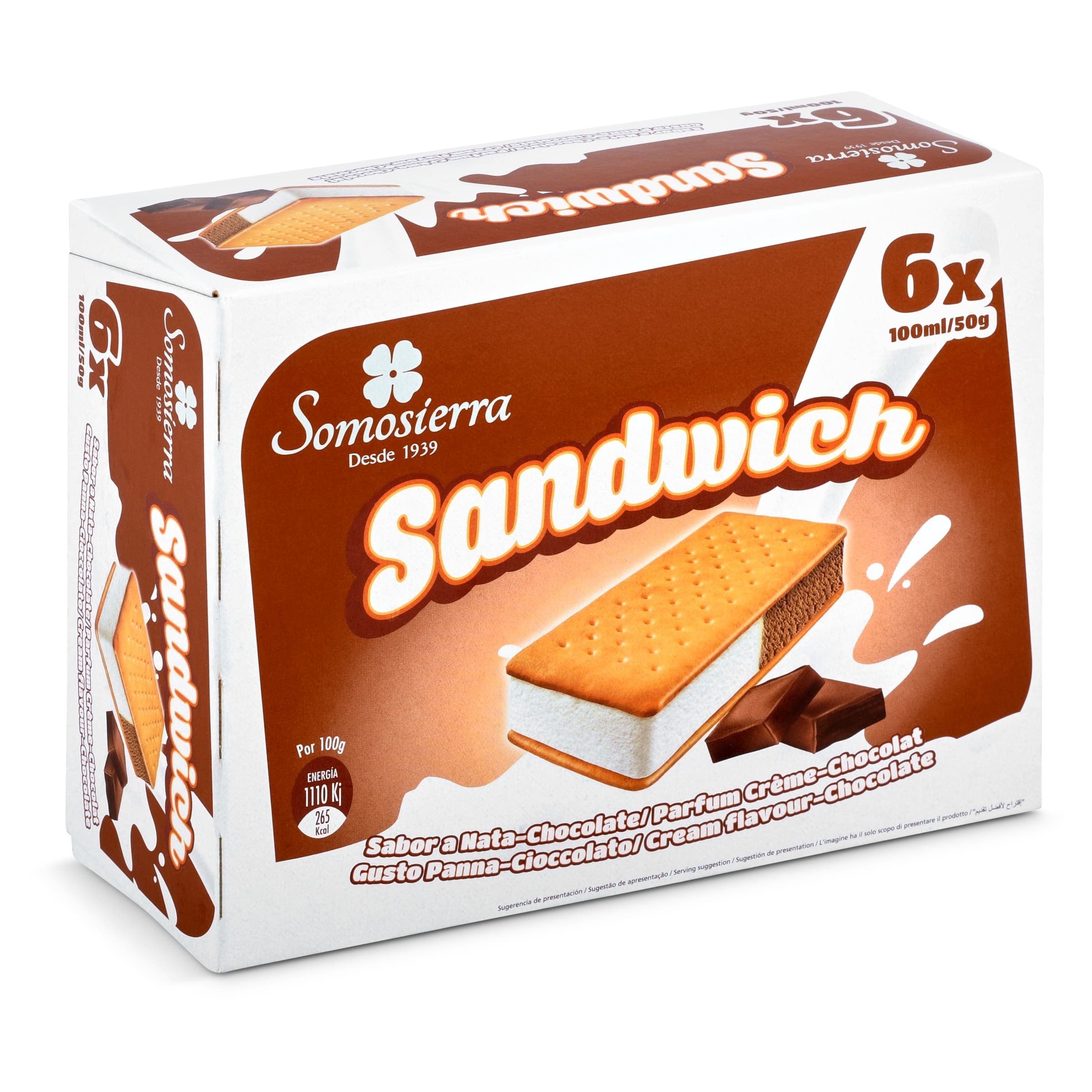 Sándwich de nata y chocolate Somosierra 6 x 50 g