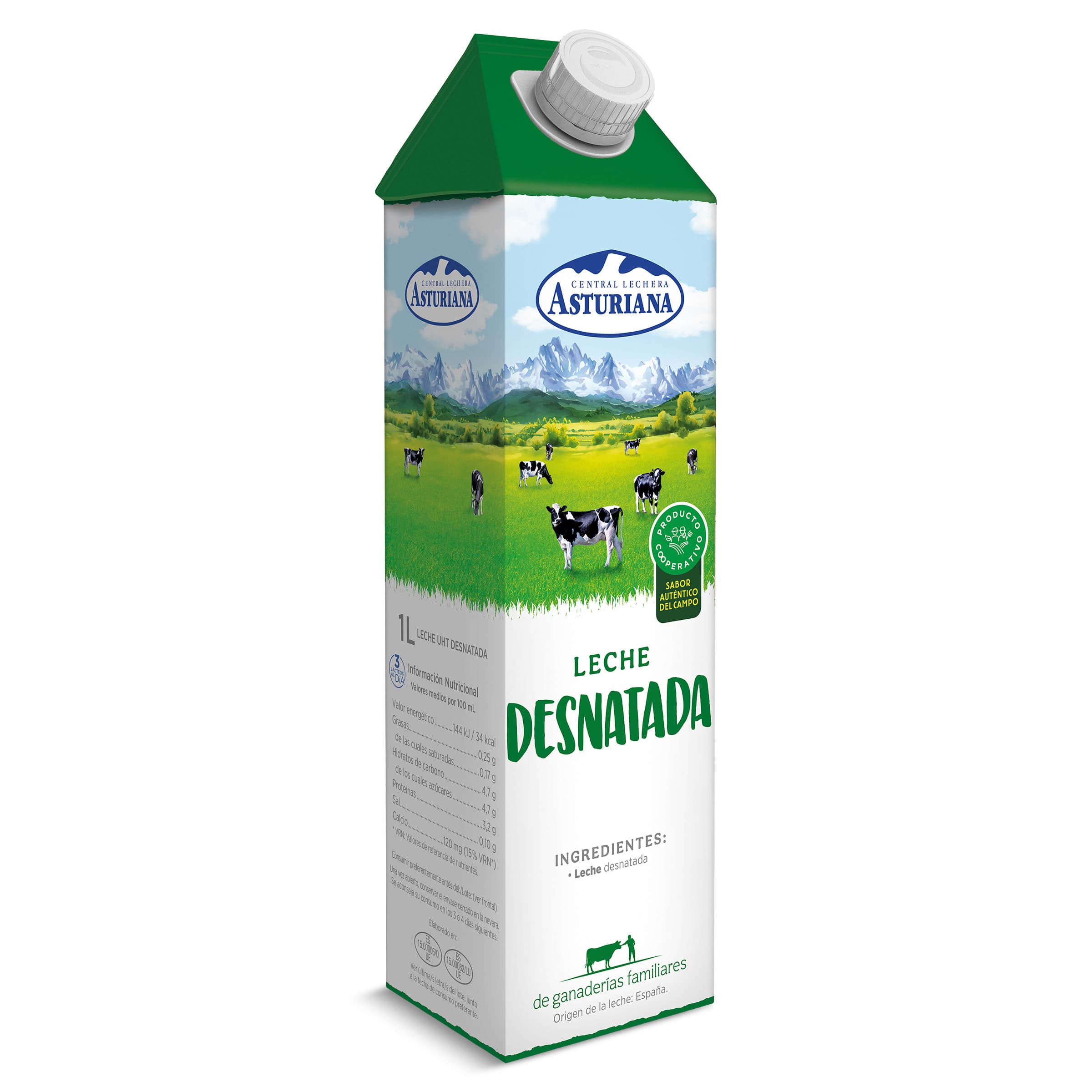 Leche desnatada Central Lechera Asturiana 1 L