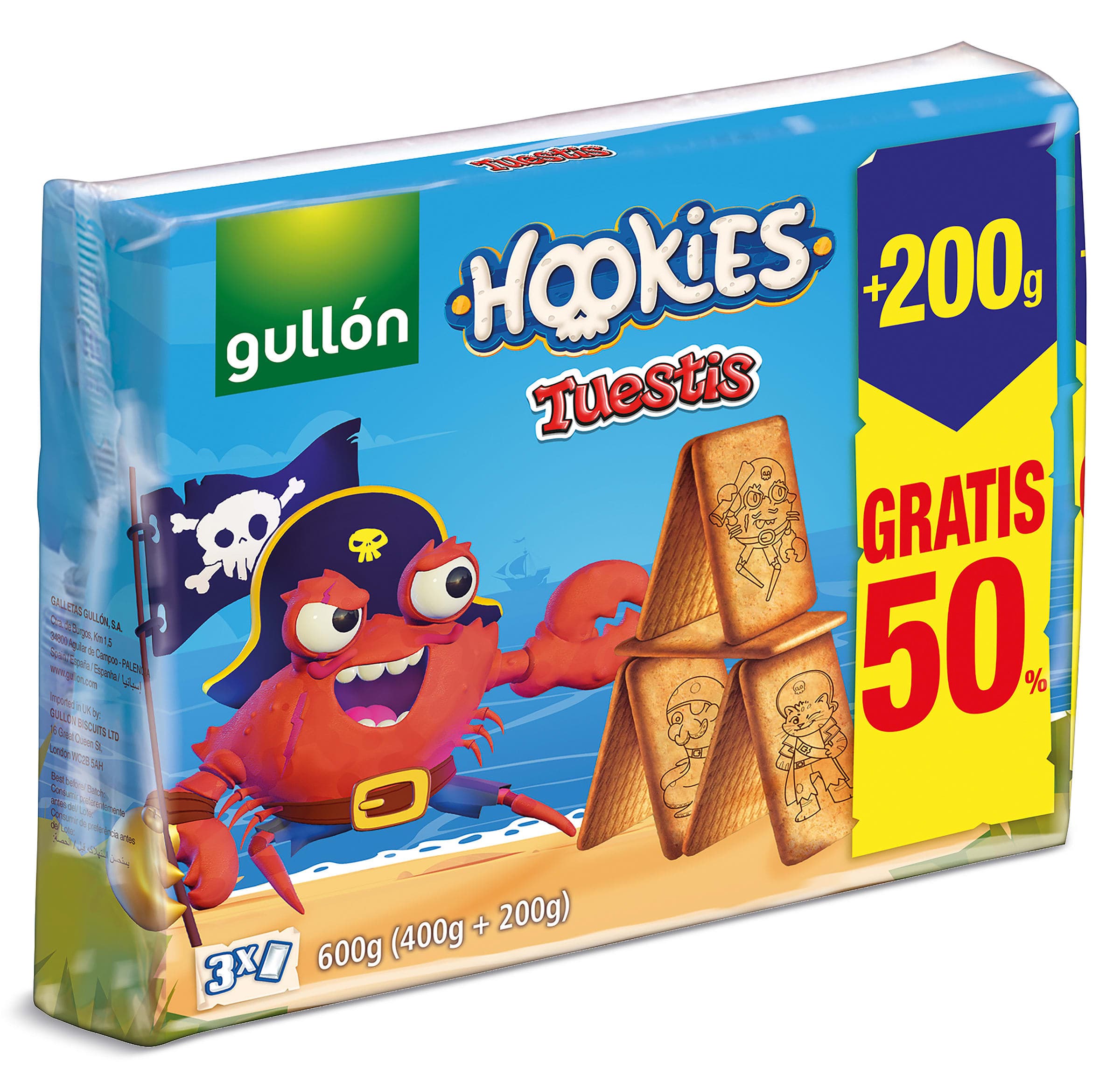 Galletas hookies tuestis Gullón caja 400 + 200 g gratis