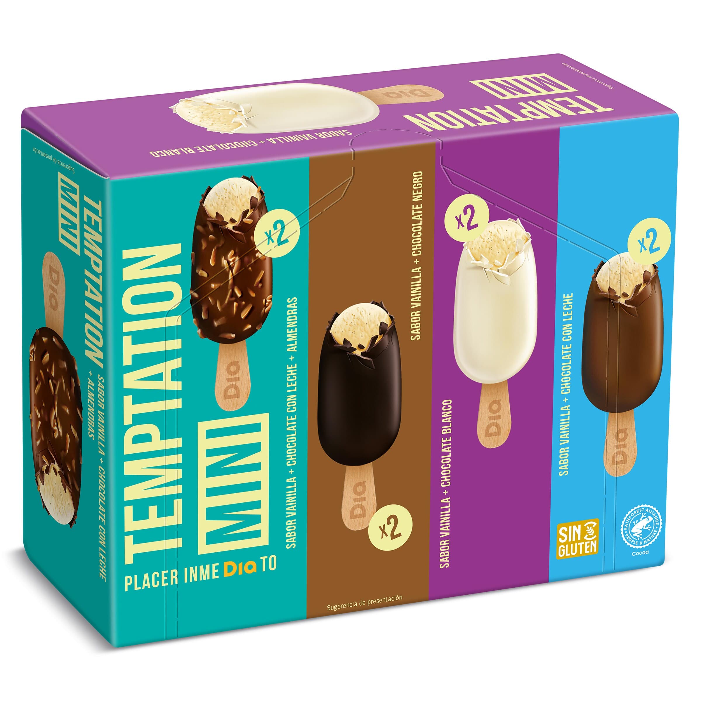 Helado bombón mini surtido Dia Temptation 8 x 36 g