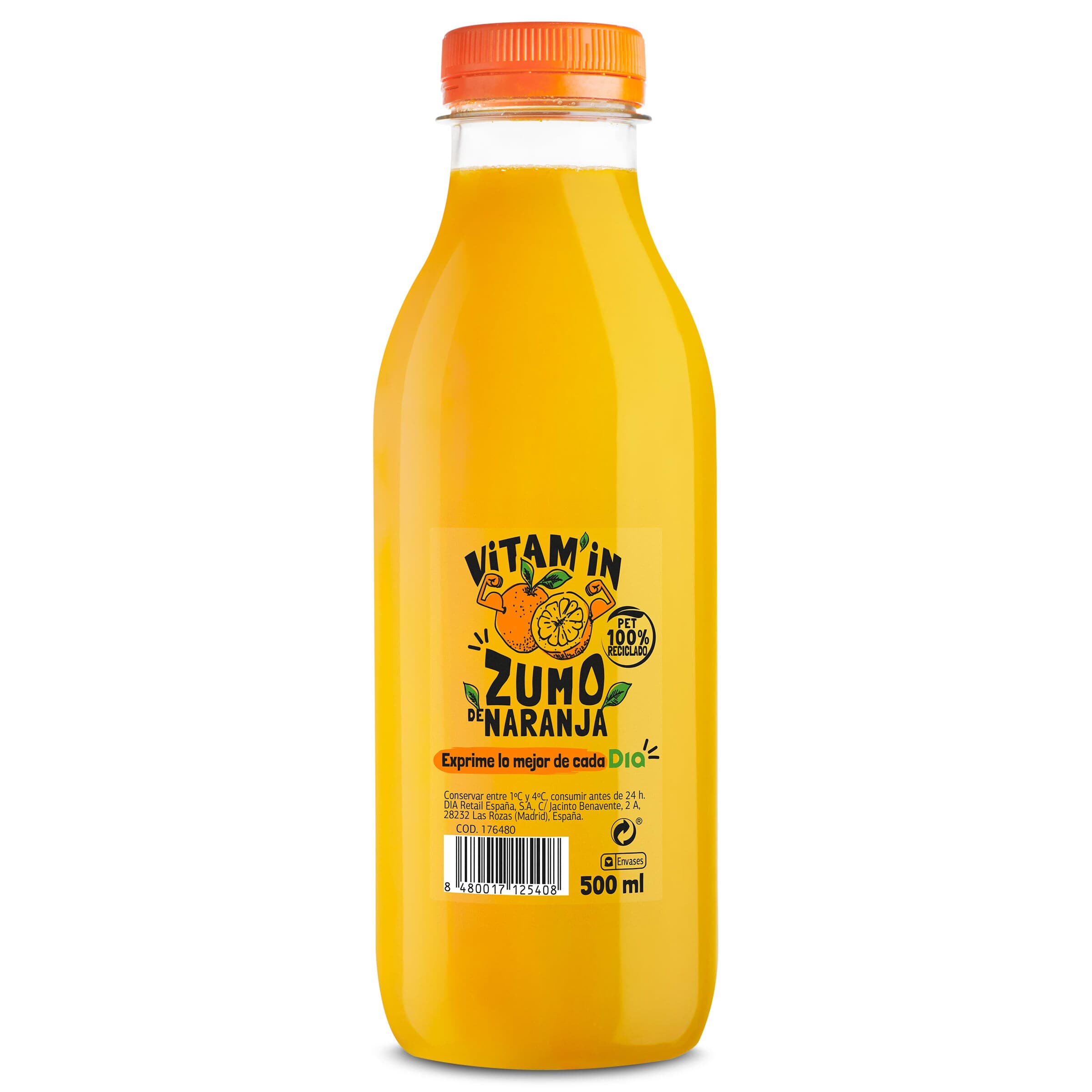 Zumo de naranja recién exprimido botella 500 ml