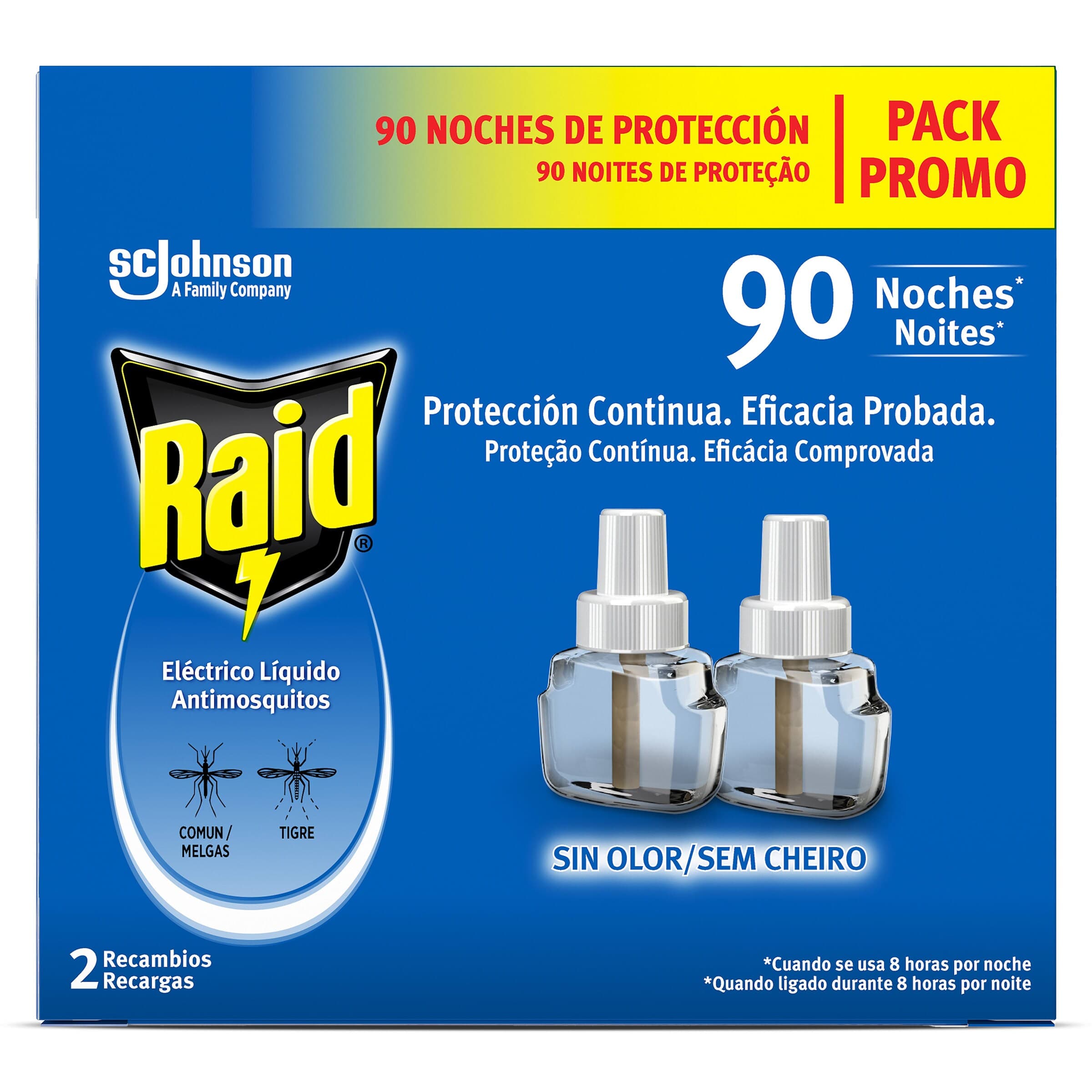 Recambio insecticida eléctrico duplo 45 noches Raid 2 unidades
