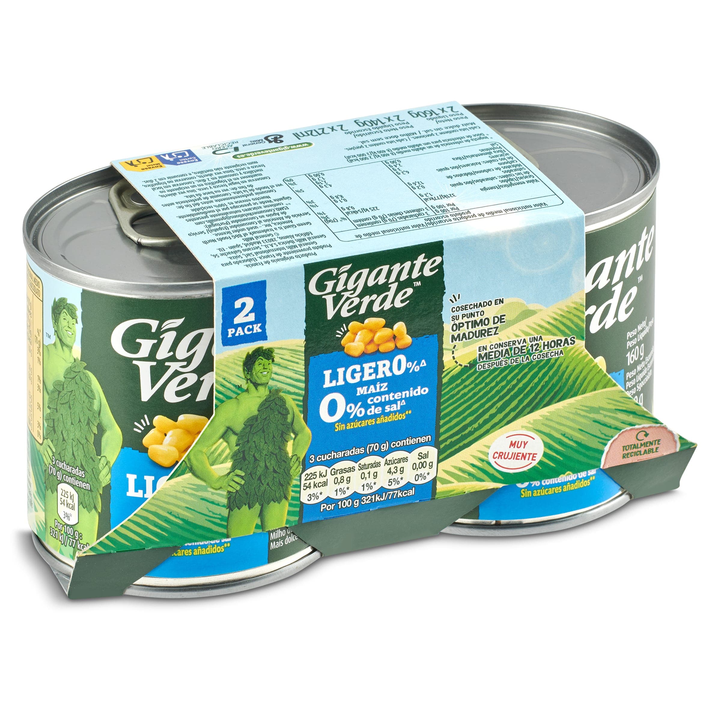Maíz ligero 0% sal Gigante Verde 2 x 140 g