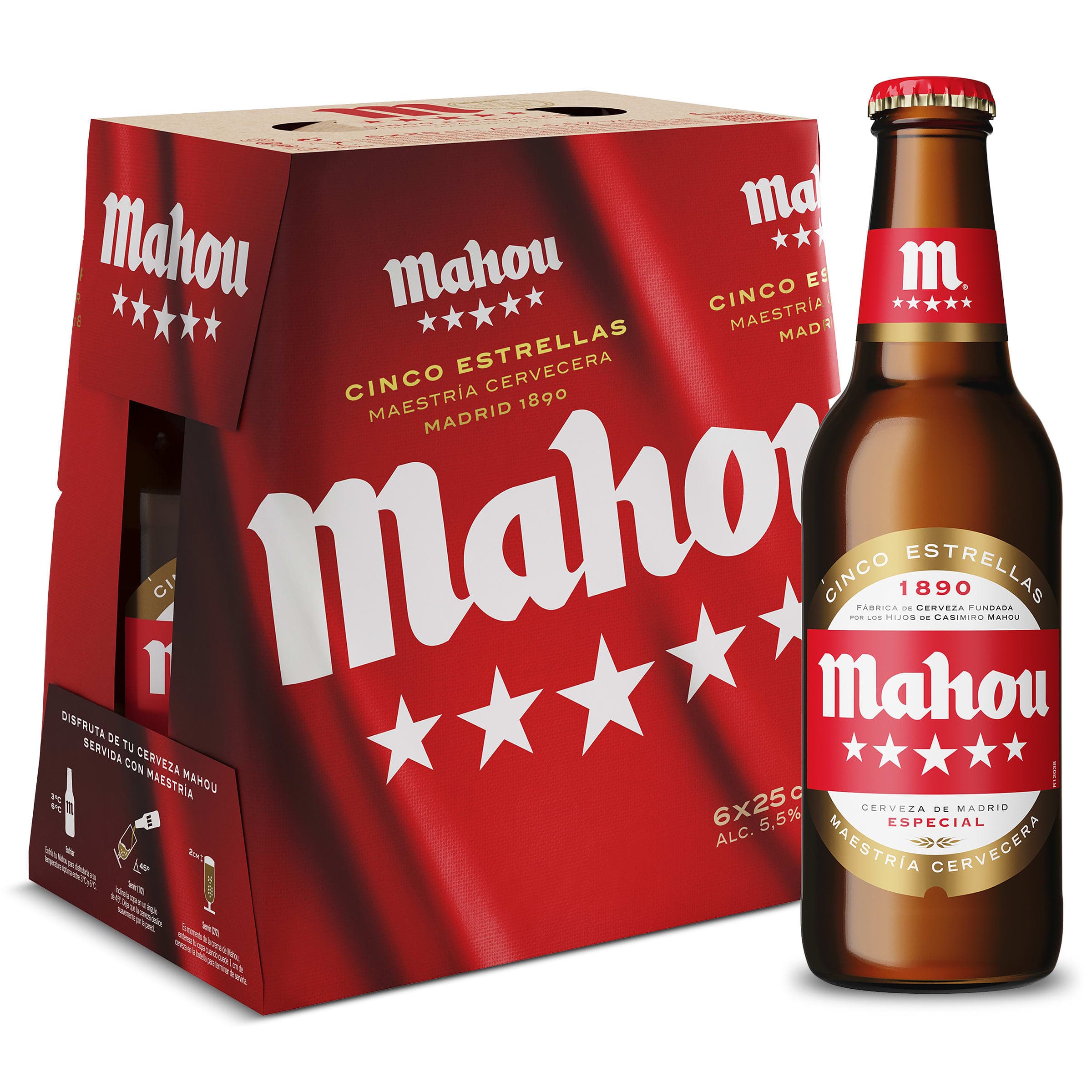 Cerveza Mahou 5 Estrellas pack 6 x 25 cl