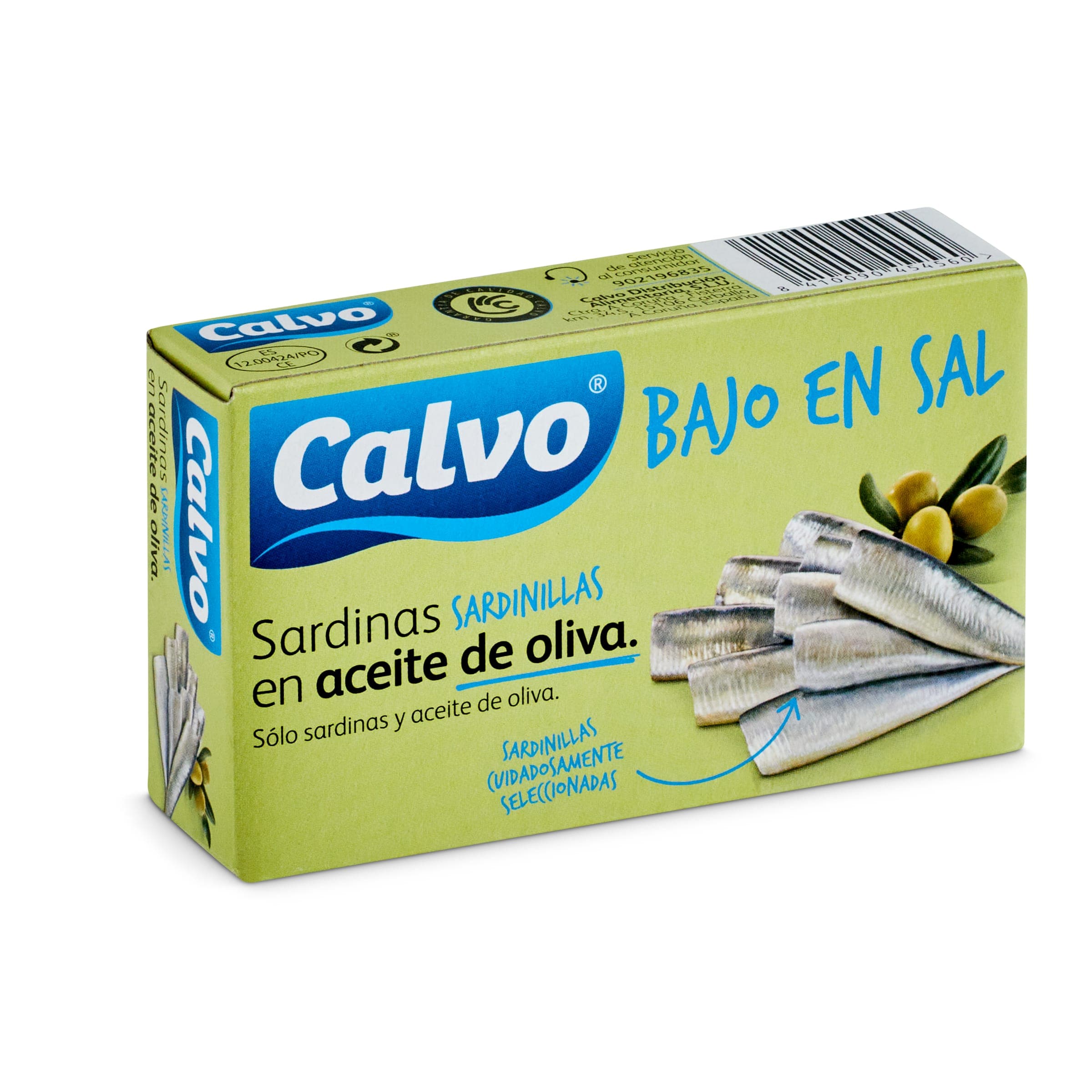 Sardinillas en aceite de oliva bajo en sal Calvo lata 60 g
