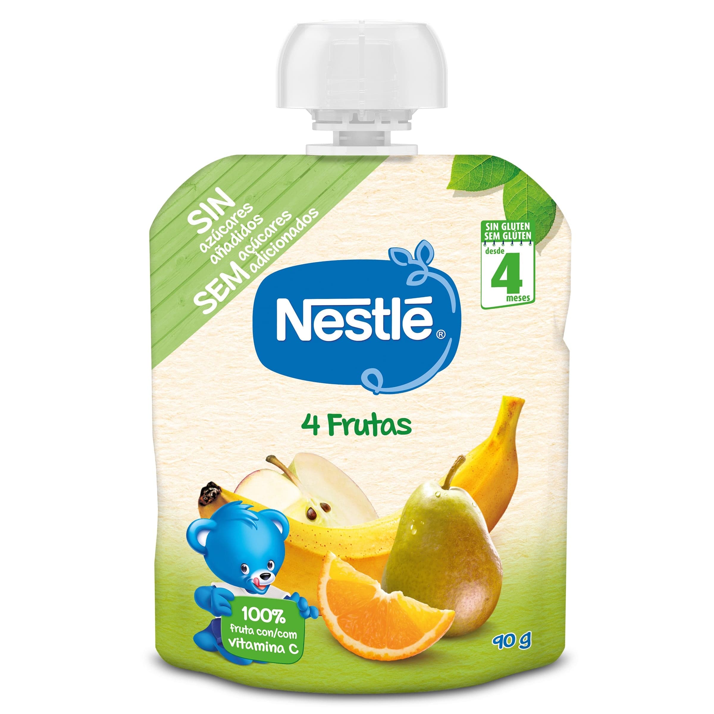 Alimento infantil con puré de pera, manzana, naranja y plátano Nestlé Naturnes bolsa 90 g