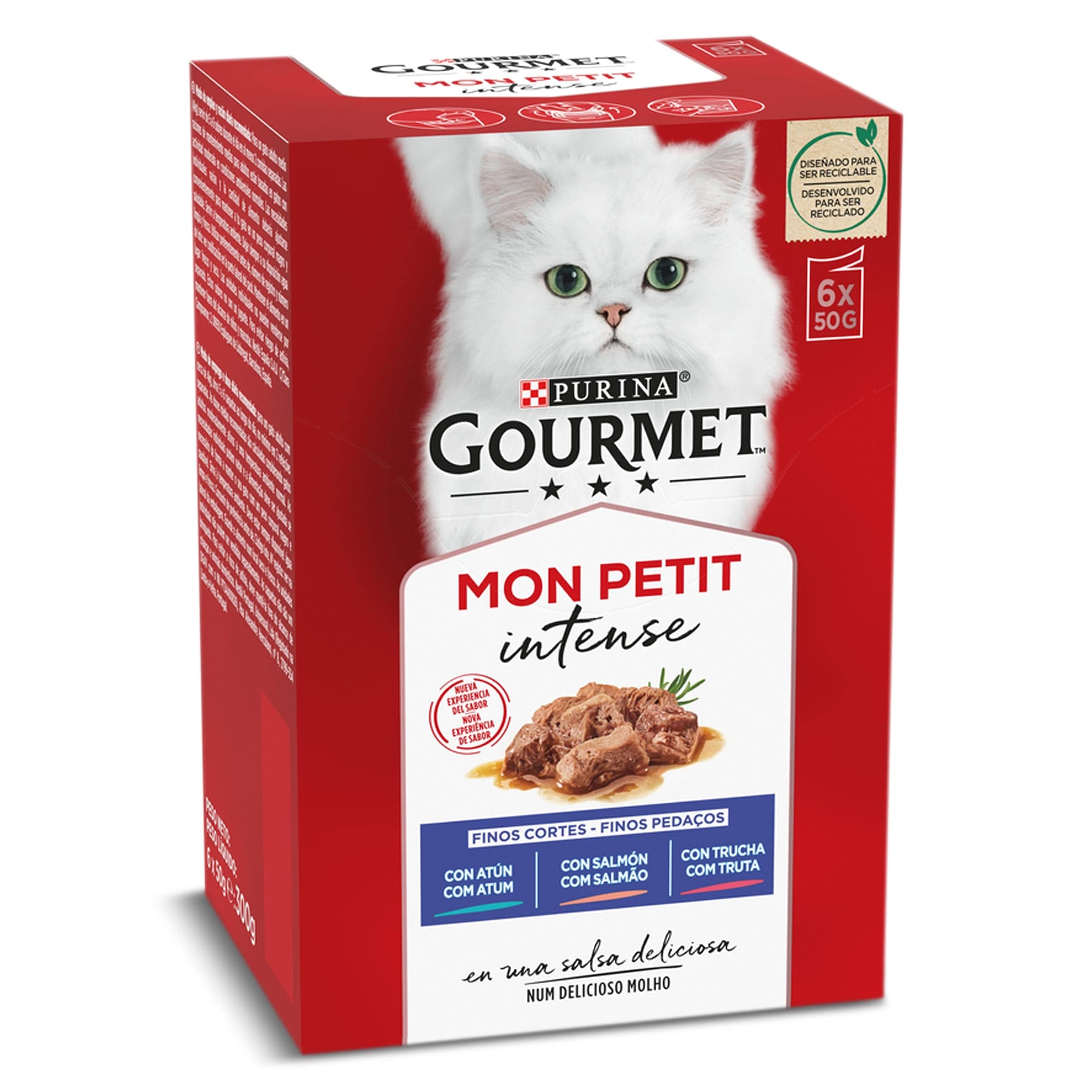 Alimento para gatos con atún/salmón/trucha Gourmet caja 300 g