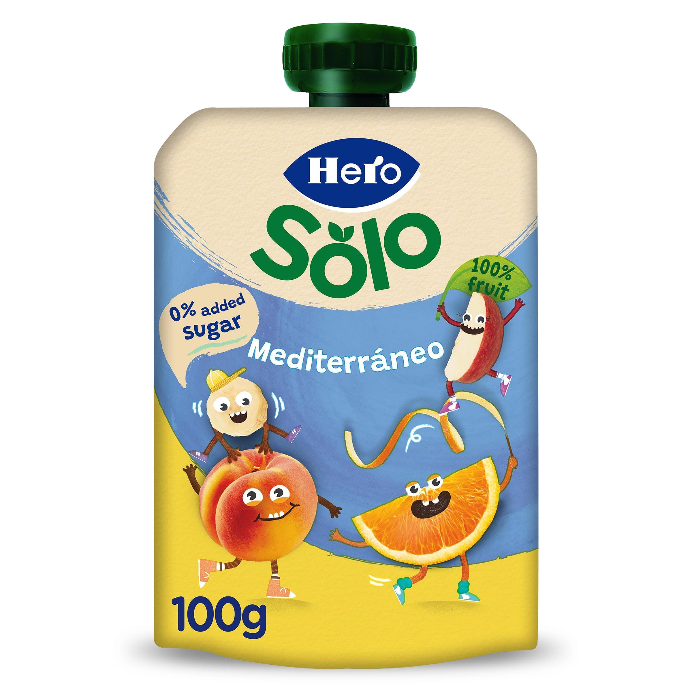 Alimento infantil con puré de frutas mediterráneo Hero bolsa 100 g