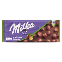 Chocolate con leche y avellanas enteras Milka 95 g