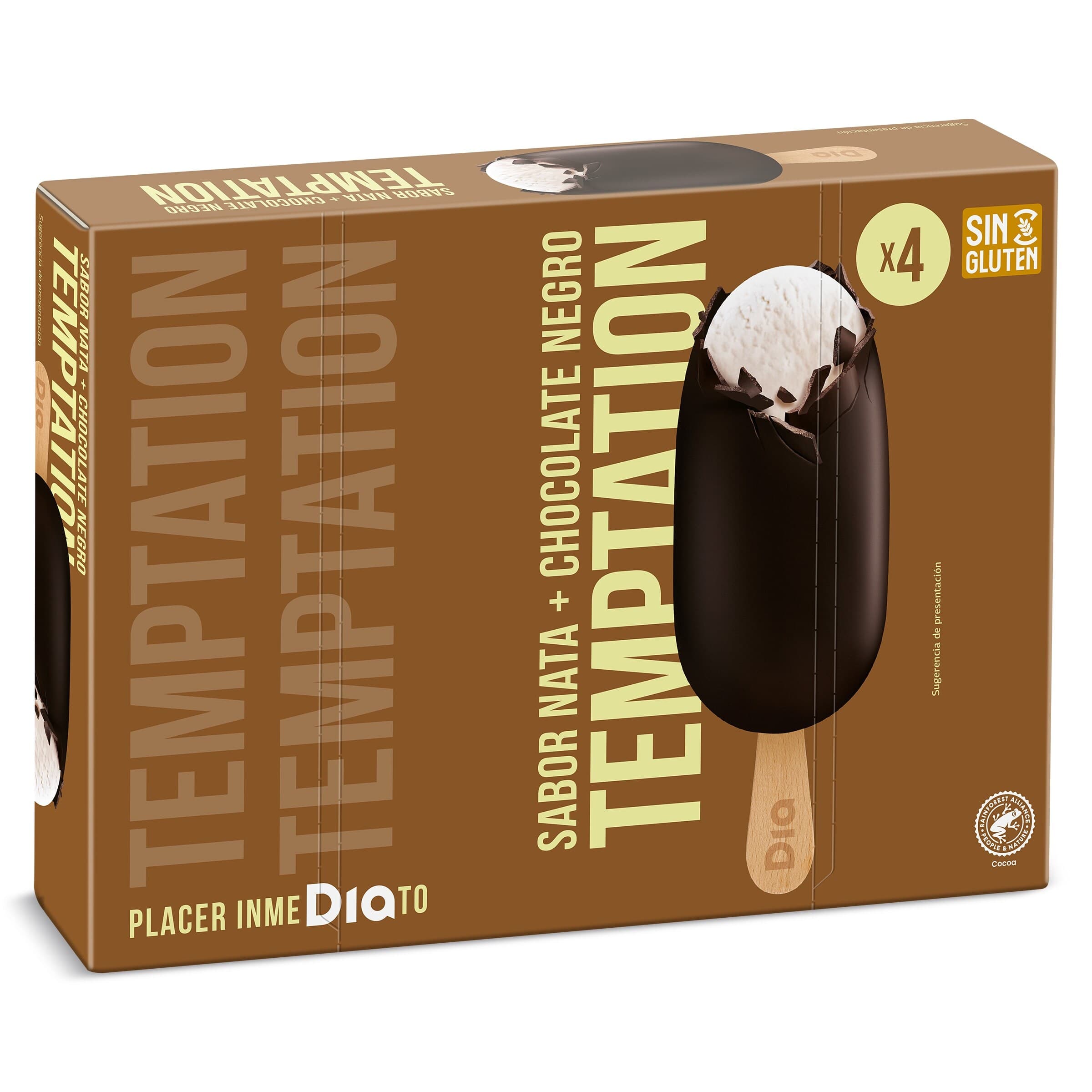 Helado bombón chocolate negro Dia Temptation 4 x 83 g