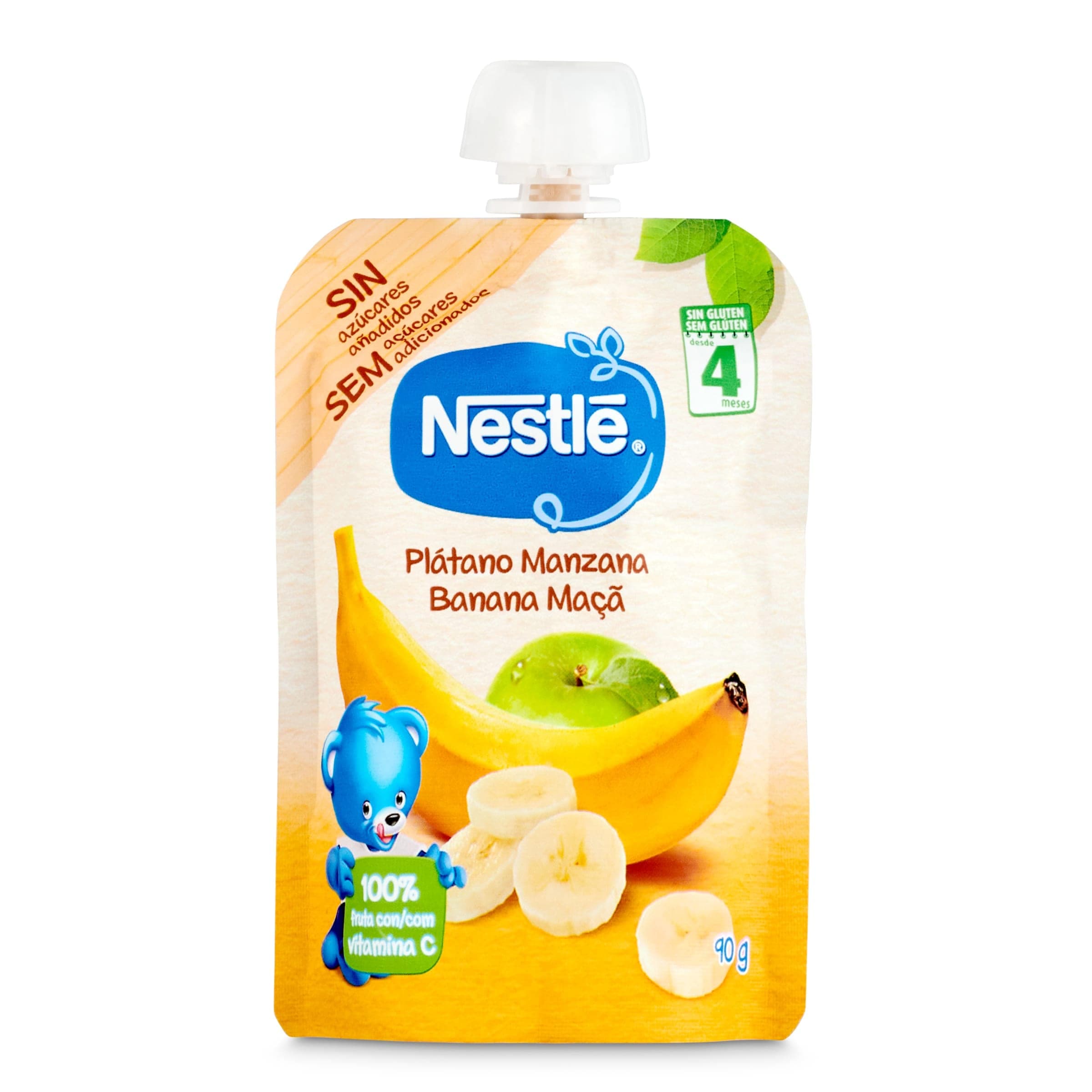 Alimento infantil con puré de manzana y plátano Nestlé bolsa 90 g
