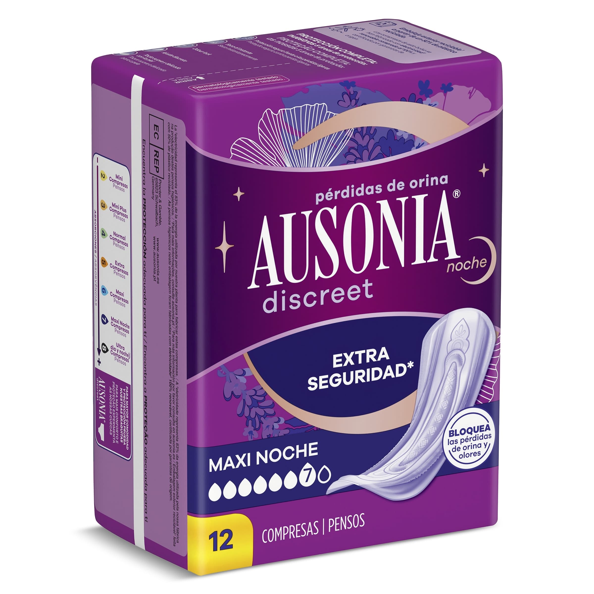 Compresas de incontinencia maxi noche Ausonia bolsa 12 unidades