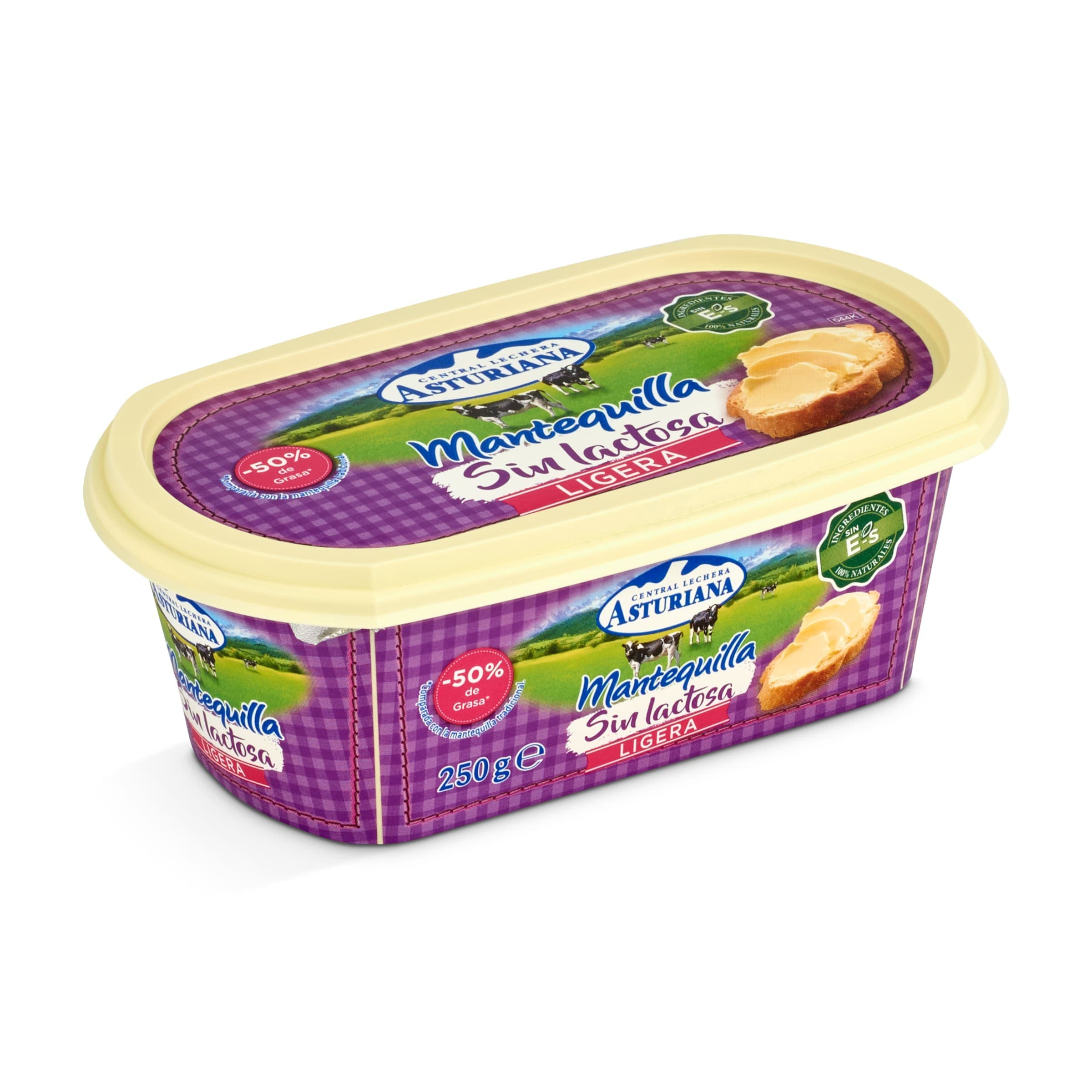Mantequilla ligera sin lactosa Central Lechera Asturiana 250 g