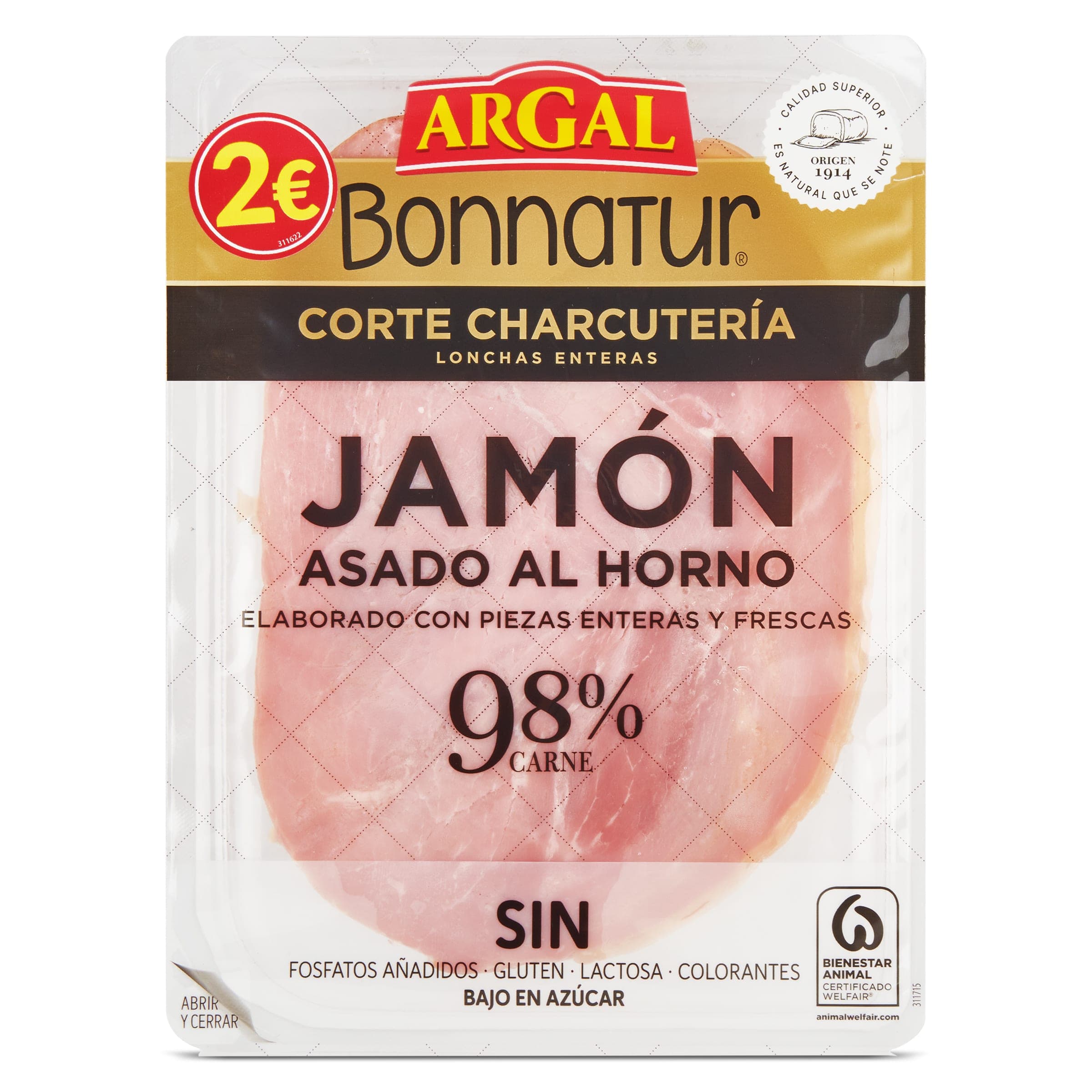 Jamón asado al horno 98% Bonnatur sobre 100 g