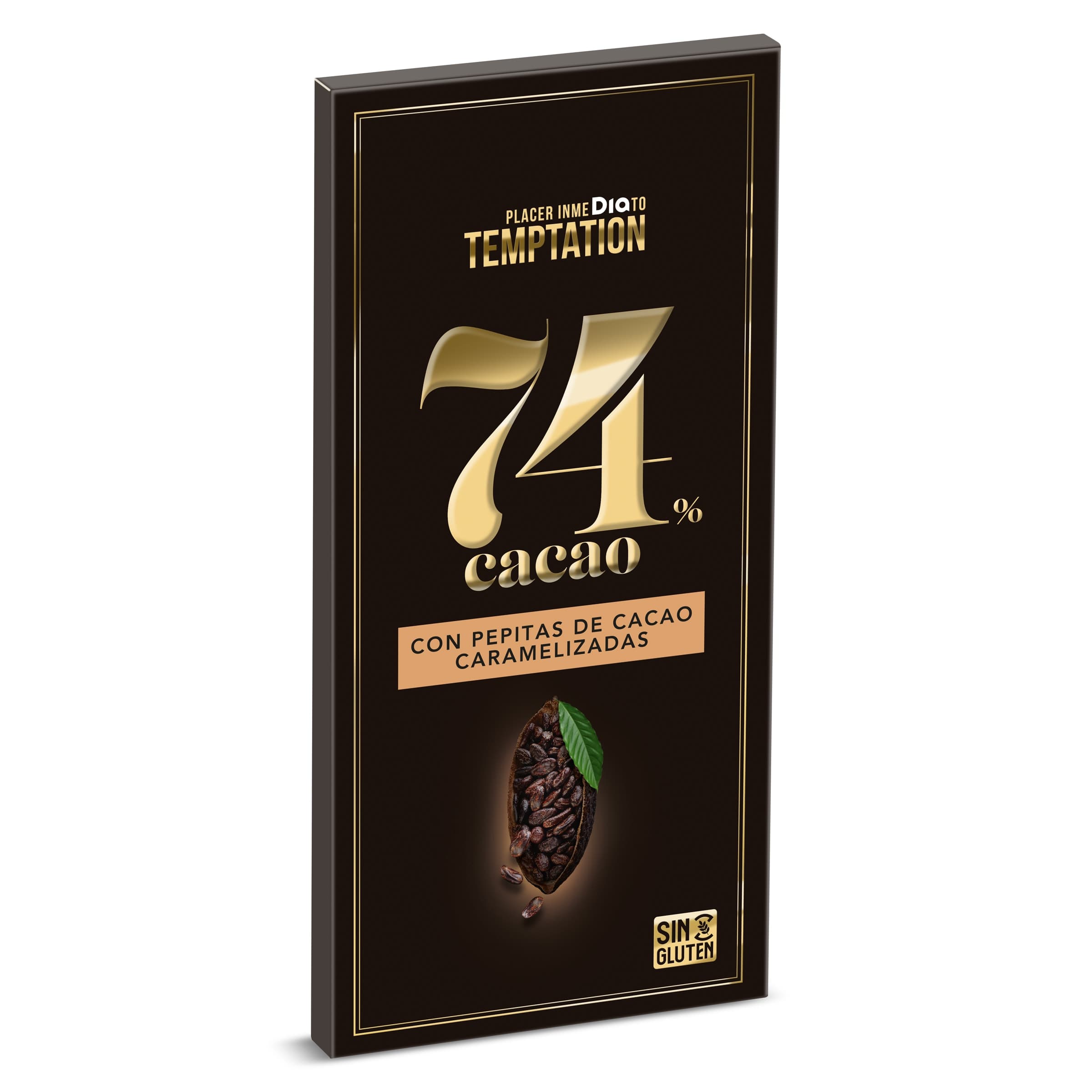 Chocolate negro 74% con cacao caramelizado Dia Temptation 100 g