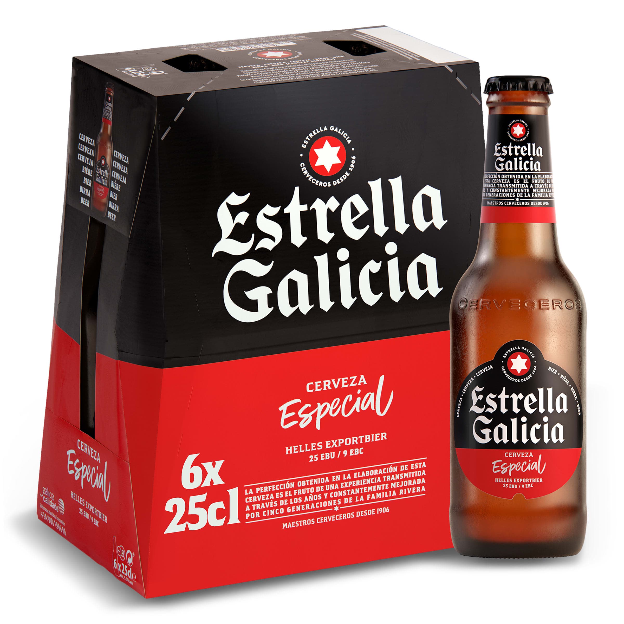 Cerveza Estrella Galicia pack 6 x 25 cl