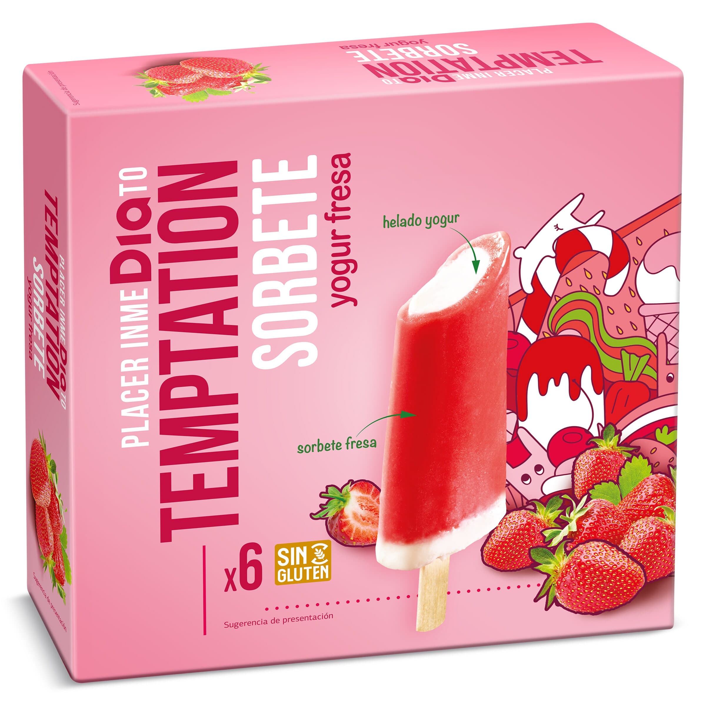 Helado de yogur y fresa Dia Temptation 6 x 43 g