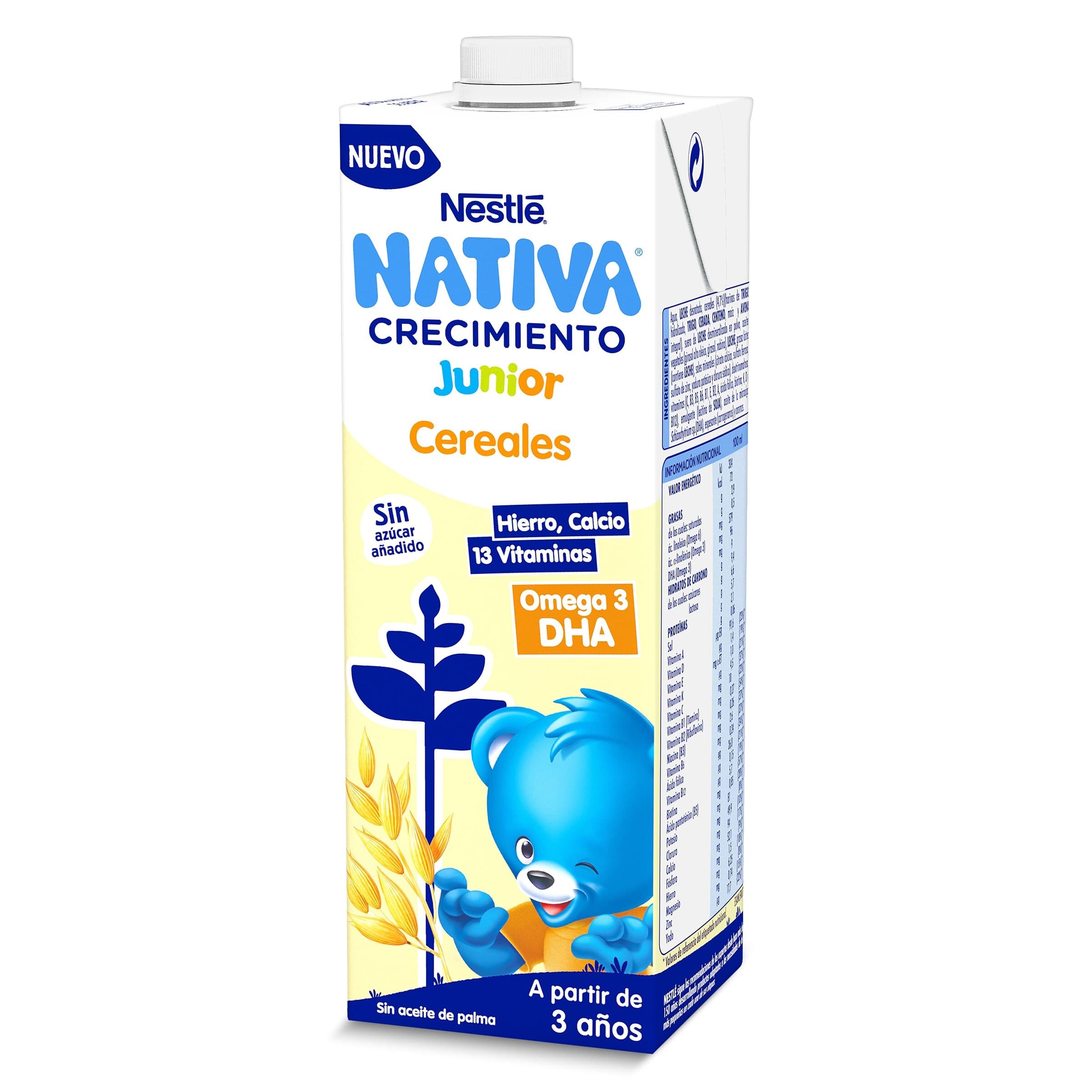 Bebida láctea junior de crecimiento con cereales +3 años Nativa 1 L