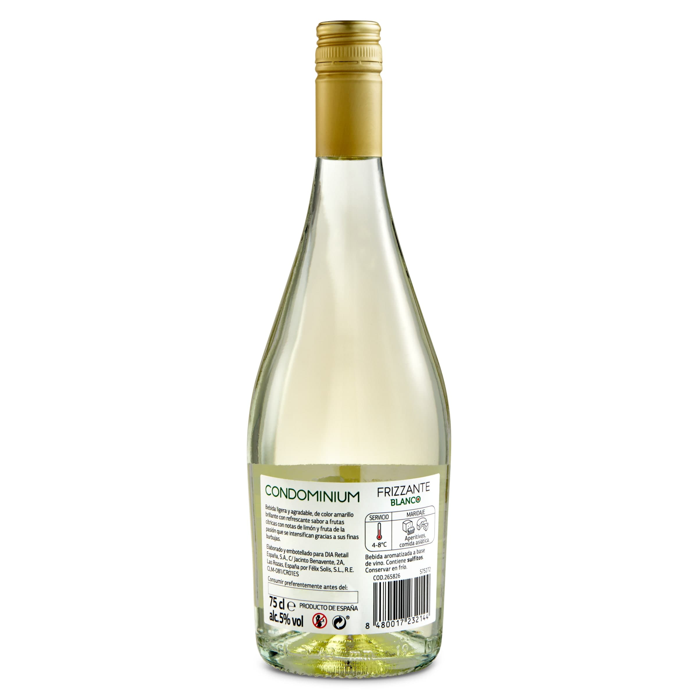 Vino blanco frizzante 5º Condominium 75 cl