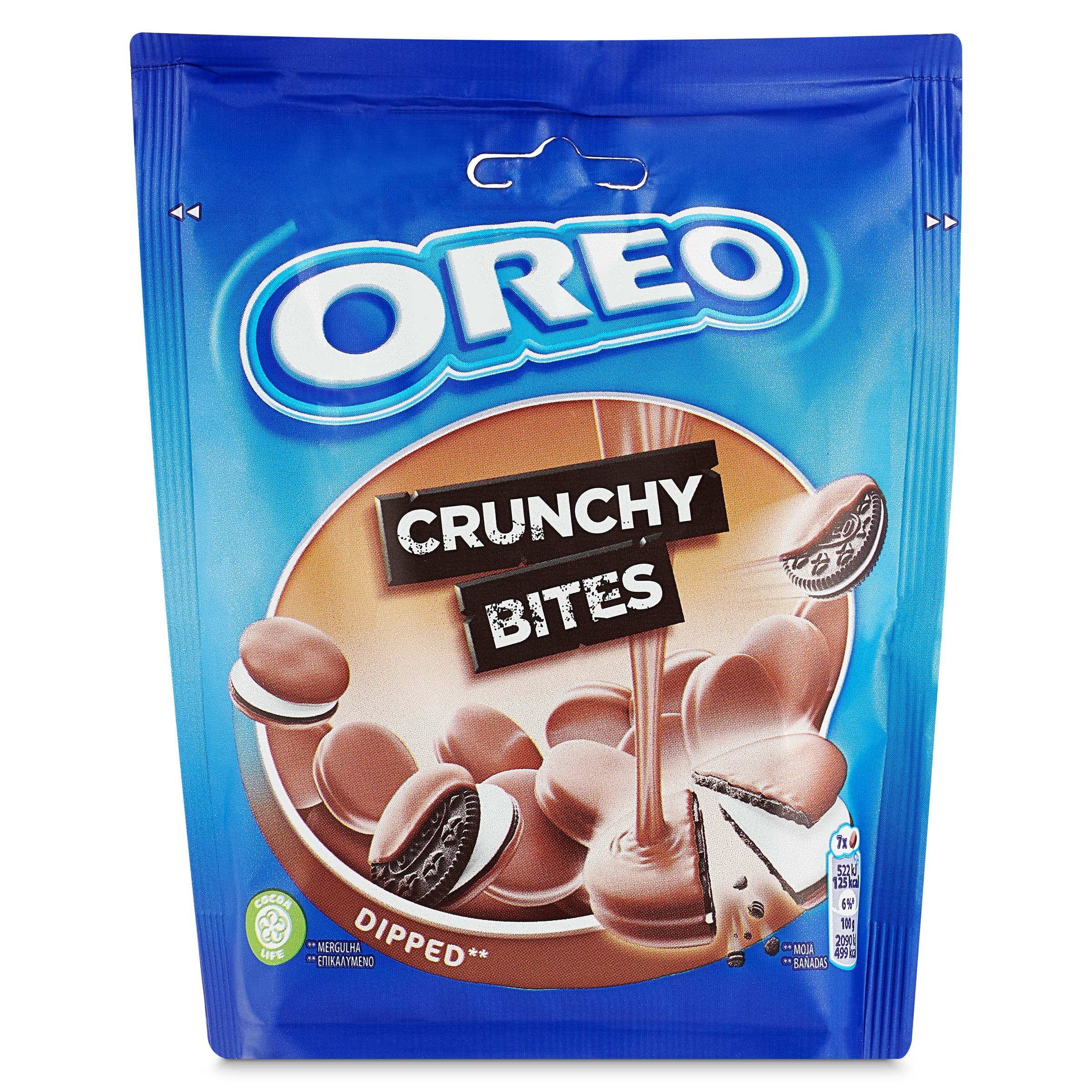 Galletas de cacao rellenas de crema bañadas con chocolate crunchy bites Oreo bolsa 110 g