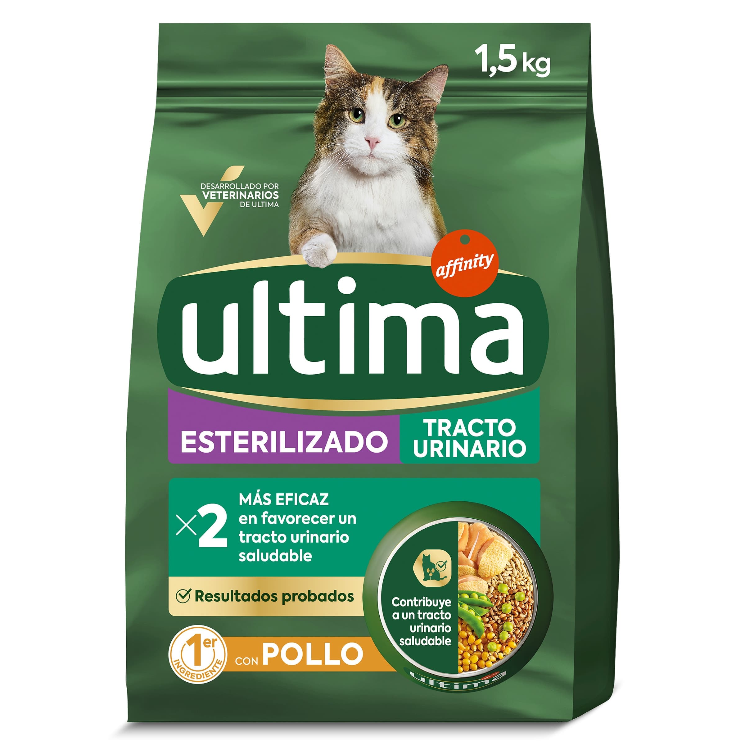 Alimento para gatos esterilizados y tracto urinario con pollo Ultima bolsa 1.5 Kg