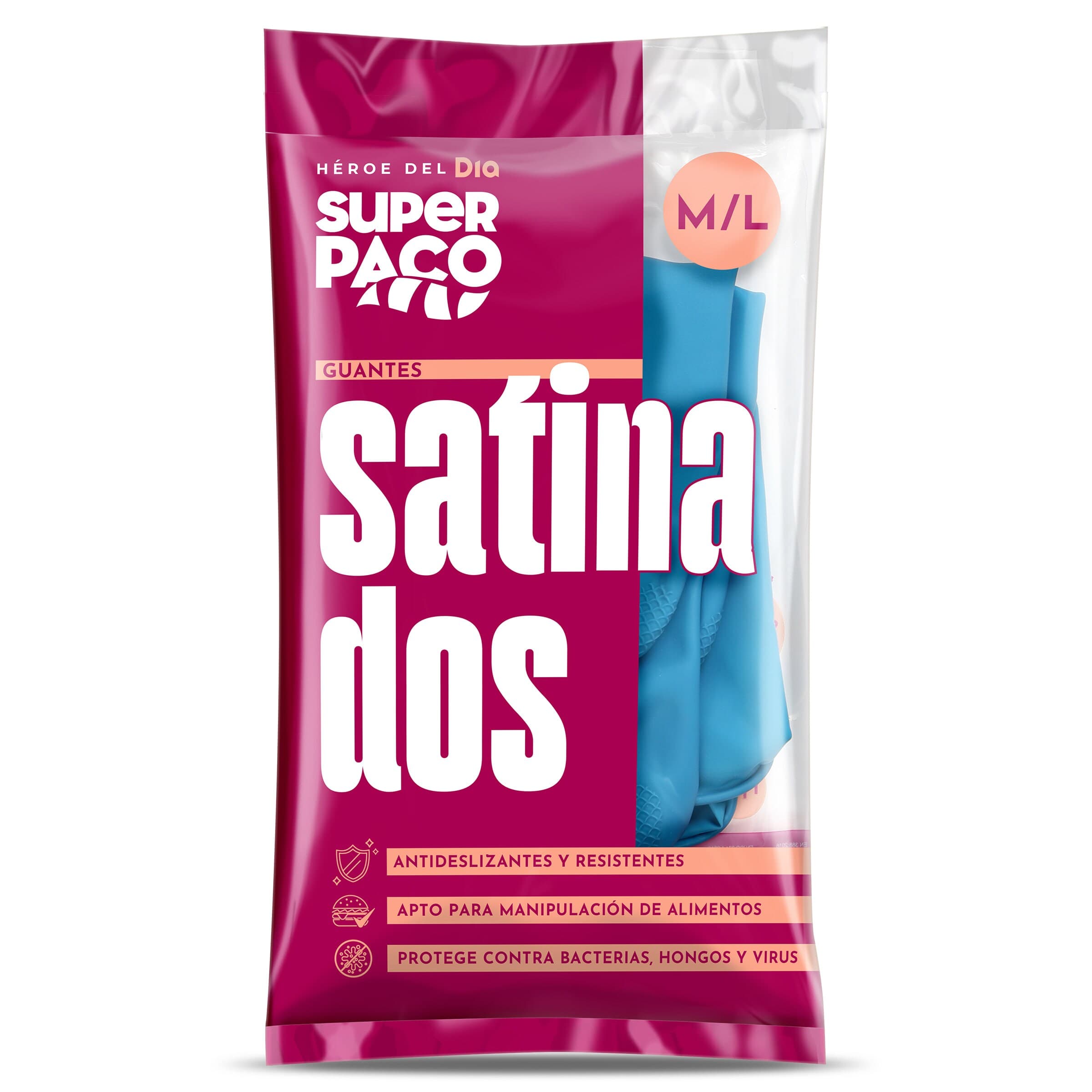 Guantes satinados de látex talla M/L Super Paco de Dia bolsa 2 unidades