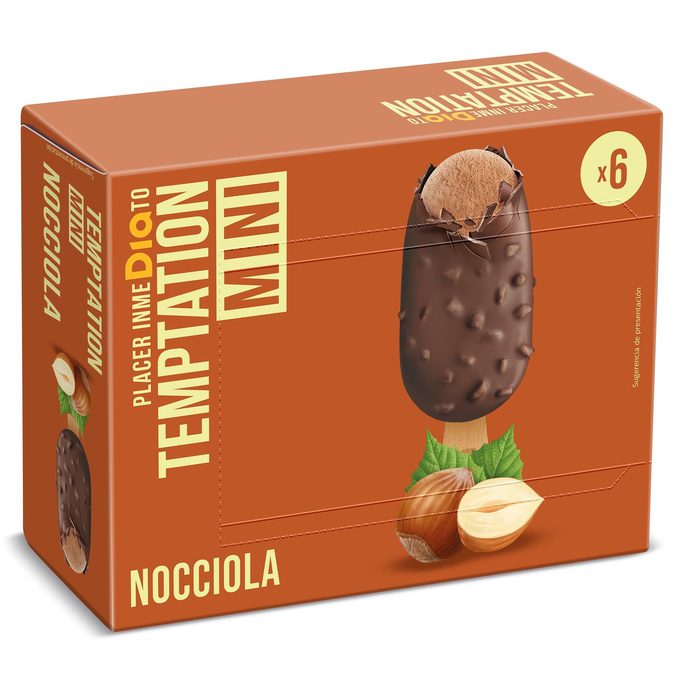 Helado mini bombón nocciola Dia Temptation 6 x 38 g