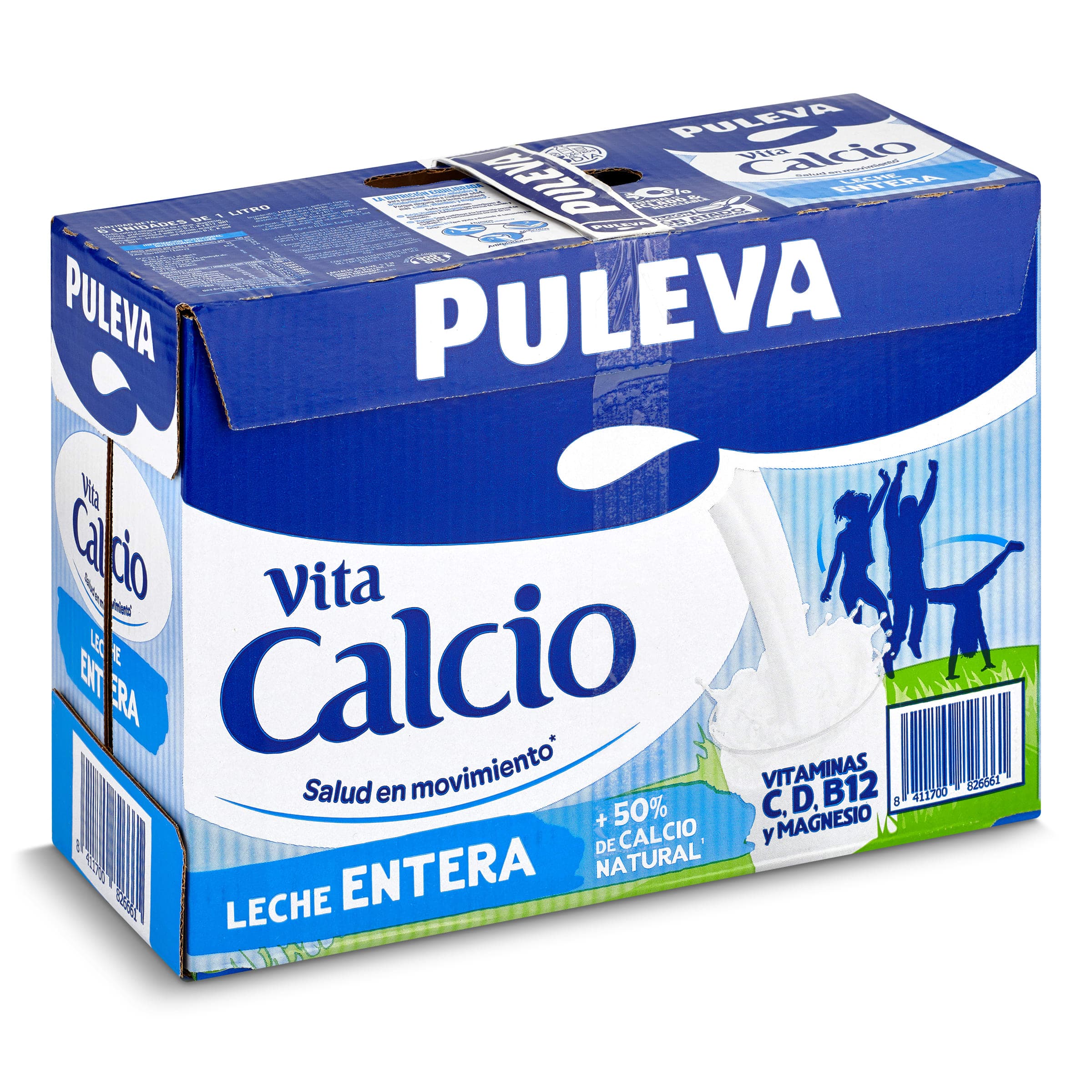 Leche entera calcio Puleva pack 6 x 1 L