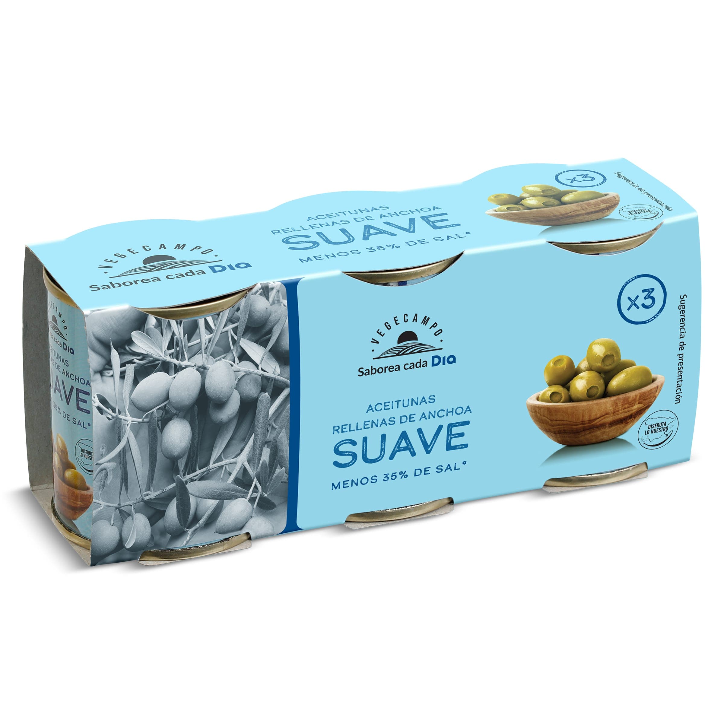 Aceitunas rellenas de anchoa suave Dia Vegecampo 3 x 50 g